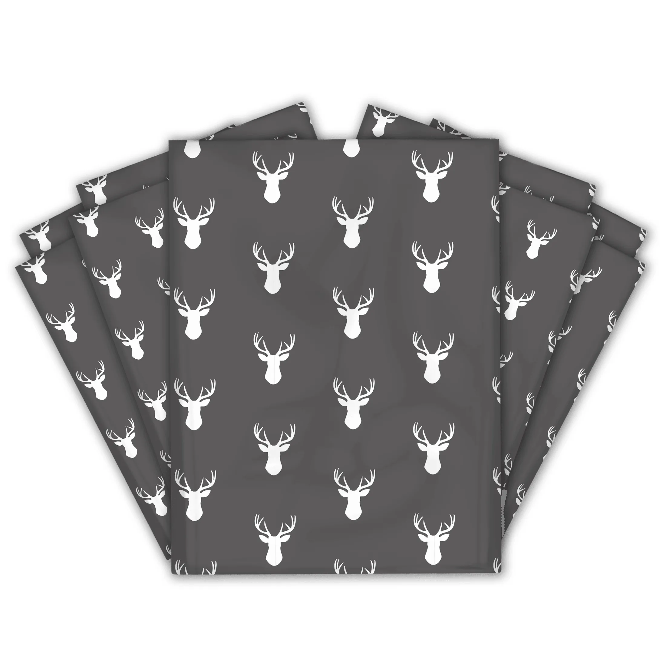 10x13 Charcoal Deer Heads Designer Poly Mailers Shipping Envelopes Premium Printed Bags