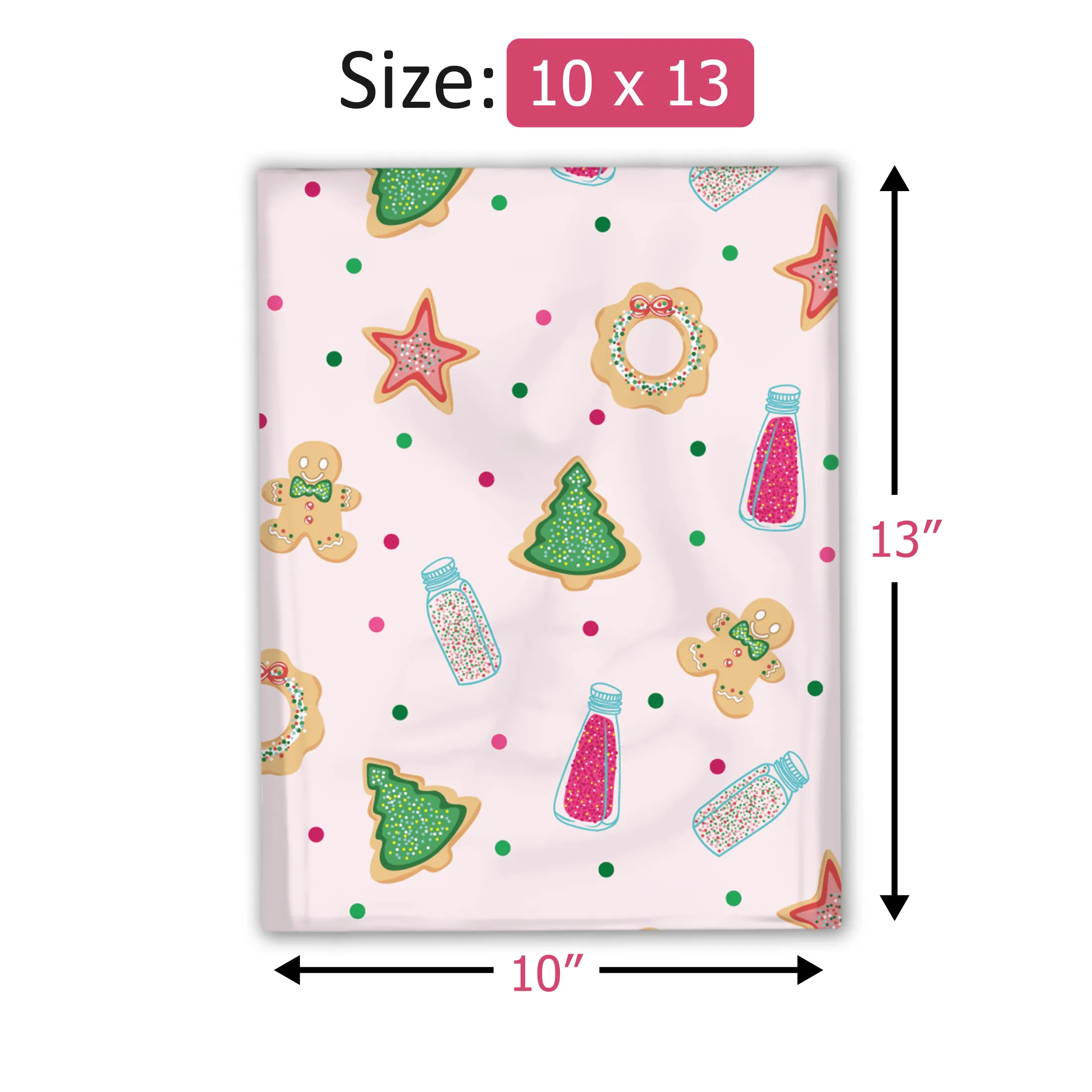 10x13 Christmas Cookie Designer Poly Mailers Shipping Envelopes Premium Printed Bags