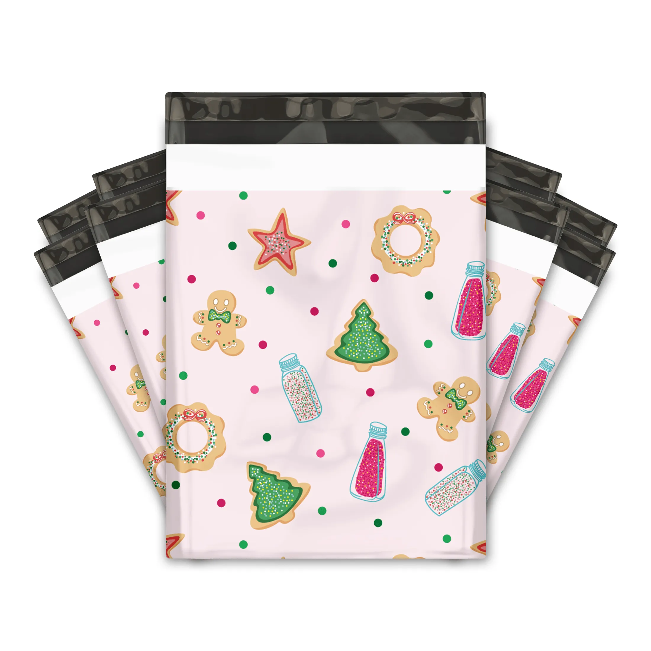 10x13 Christmas Cookie Designer Poly Mailers Shipping Envelopes Premium Printed Bags