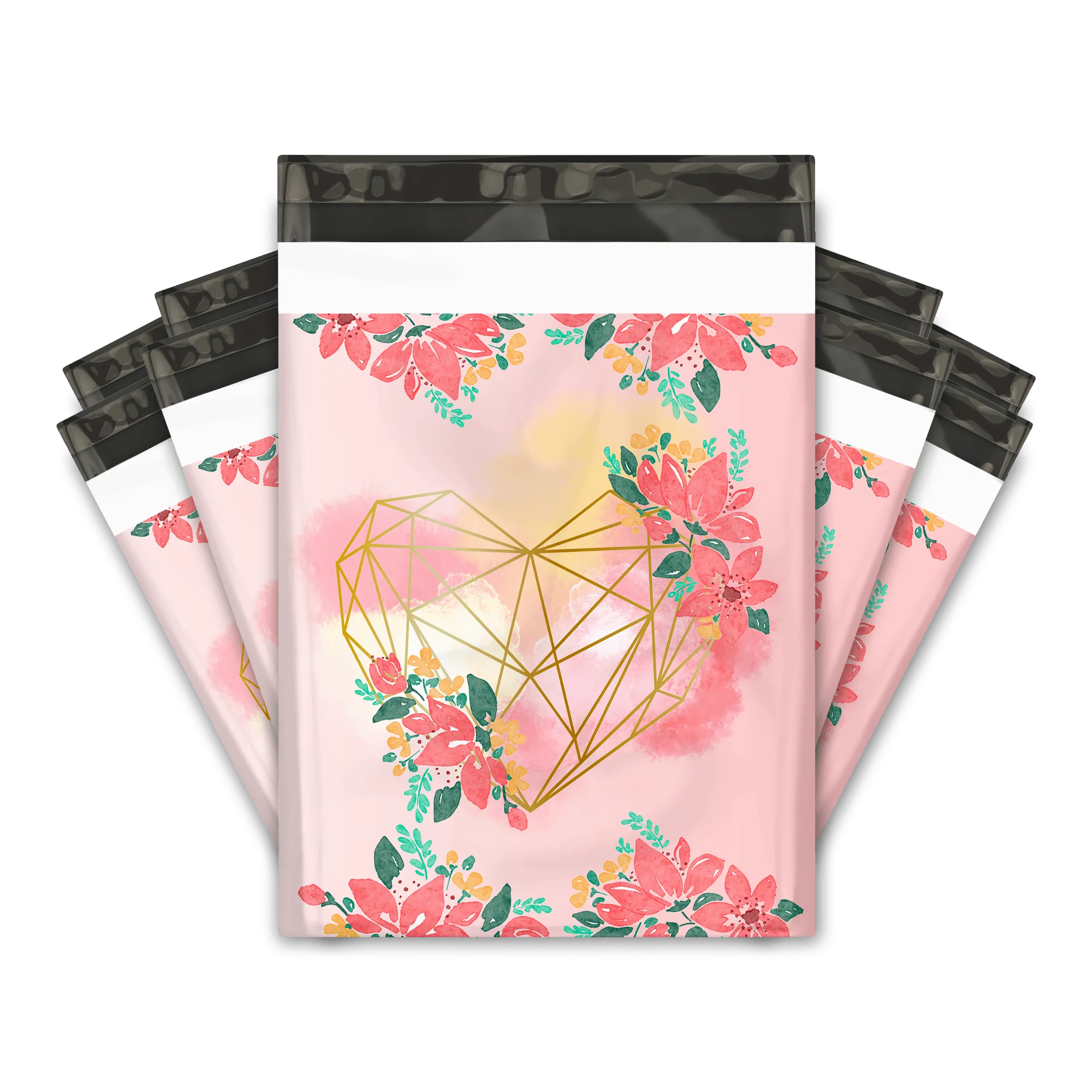 10x13 Geometric Hearts Poly Mailers Shipping Envelopes Premium Printed Bags