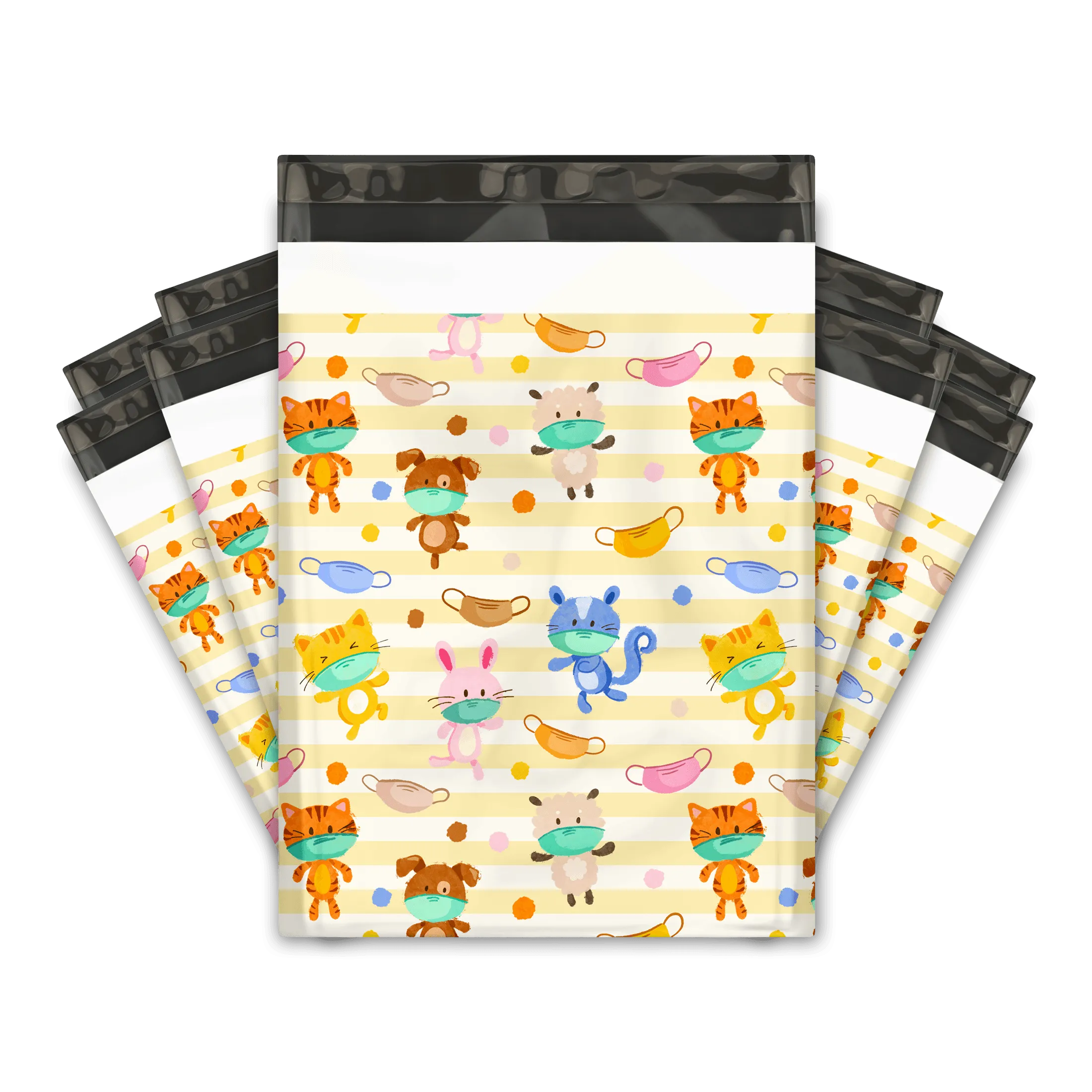 10x13 Masked Animals Poly Mailers Shipping Envelopes Premium Printed Bags