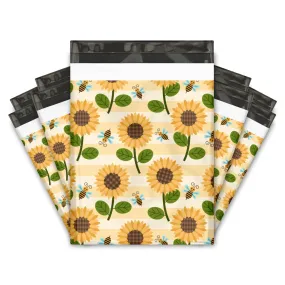 10x13 Sunflowers and Bumble Bees Designer Poly Mailers Shipping Envelopes Premium Printed Bags