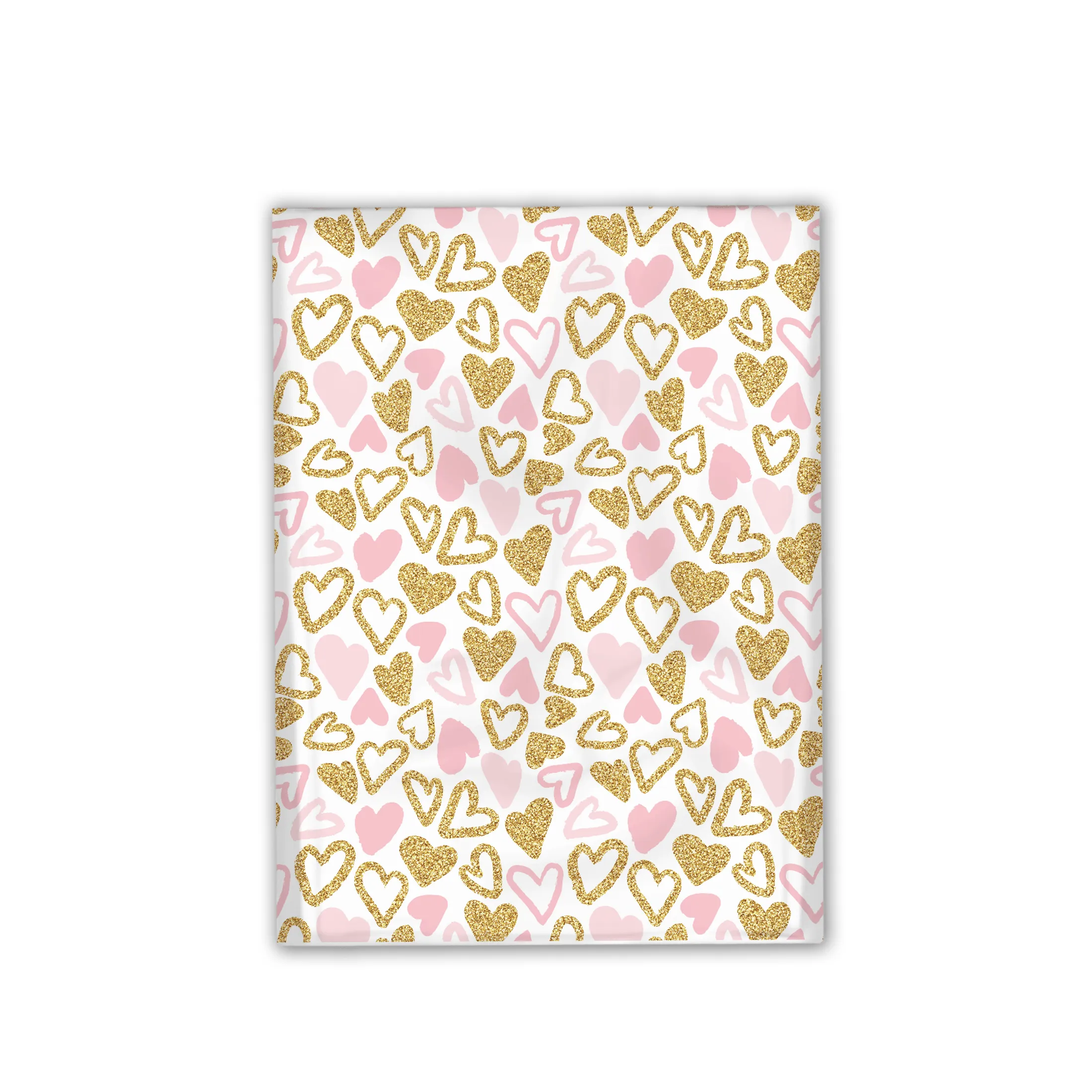 12x15" Pink and Gold Hearts Designer Poly Mailers Shipping Envelopes Premium Printed Bags