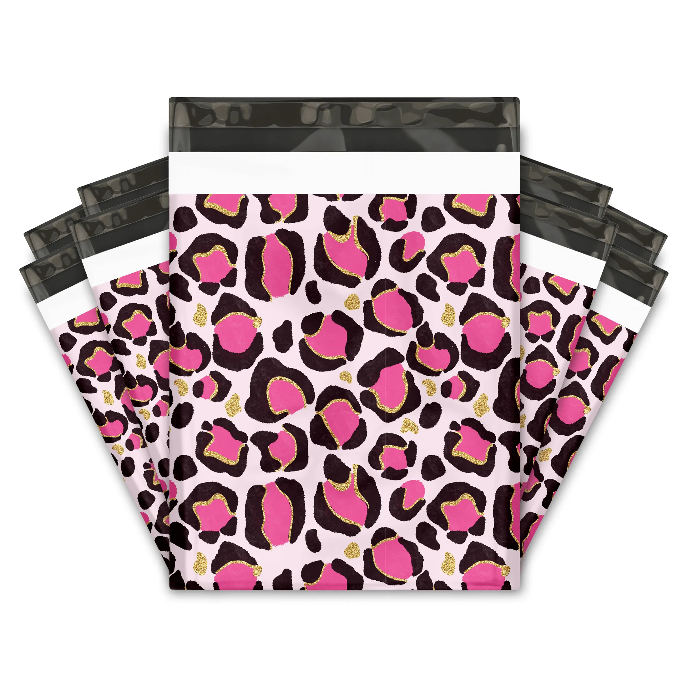 12x15" Pink Leopard Print Designer Poly Mailers Shipping Envelopes Premium Printed Bags