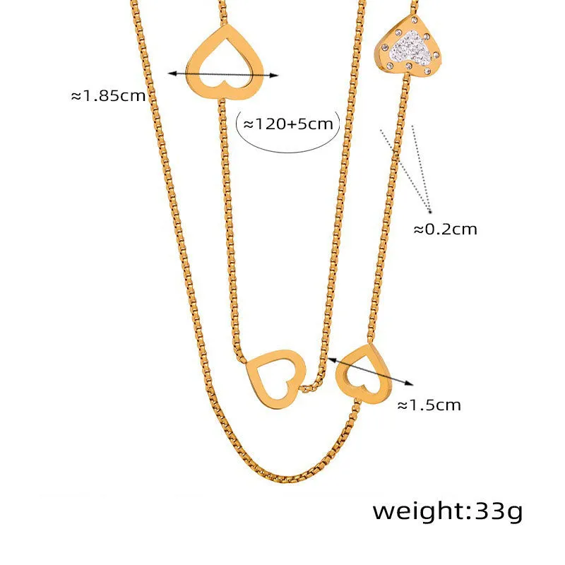 18K gold exquisite and dazzling geometric shape necklace with sweater chain design and light luxury style