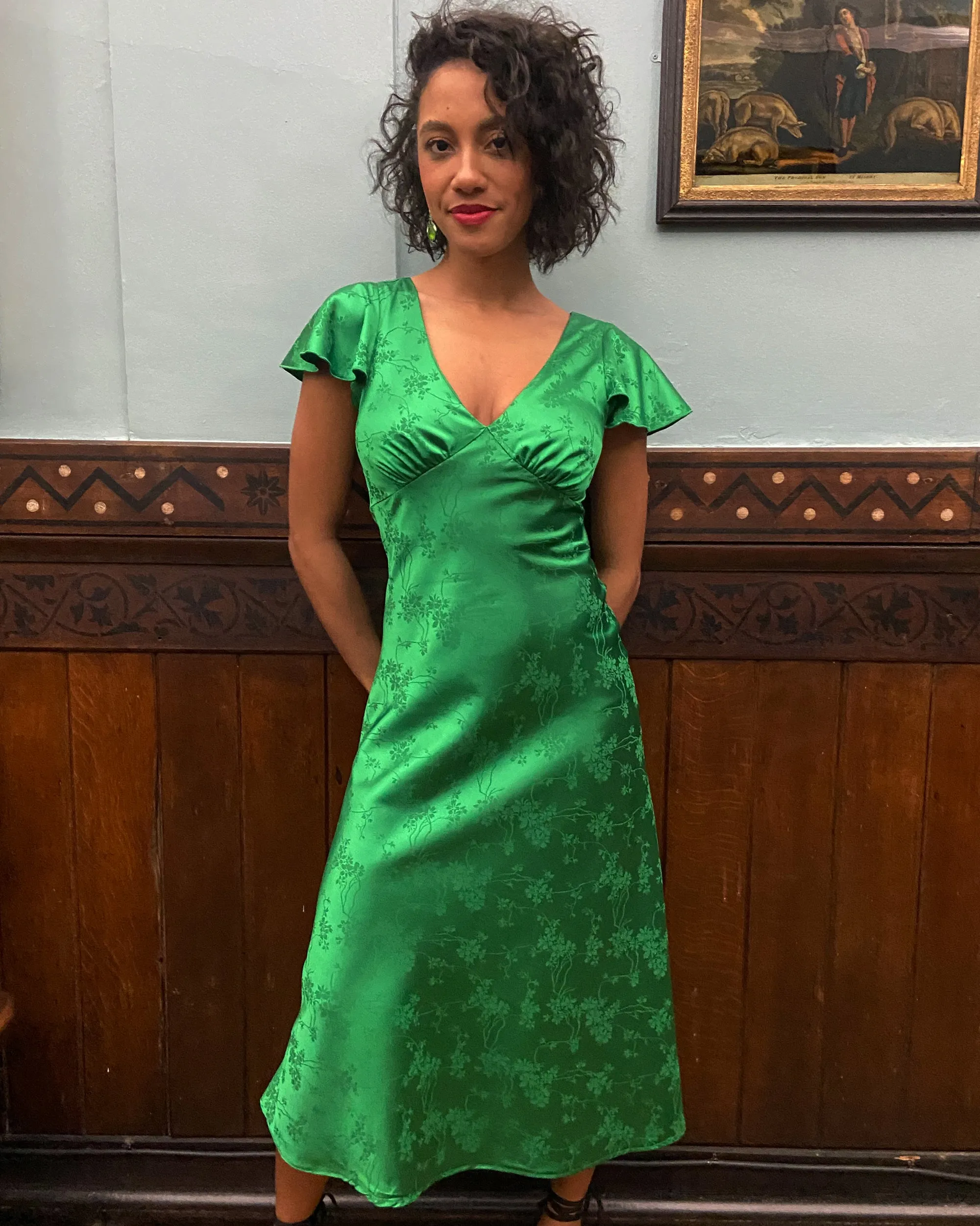 1930s Blythe Midi Slip Dress - Emerald