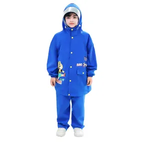 2 pcs Blue Astronaut Full Shirt and Full Pants style Raincoat for Kids