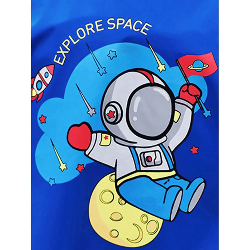 2 pcs Blue Astronaut Full Shirt and Full Pants style Raincoat for Kids