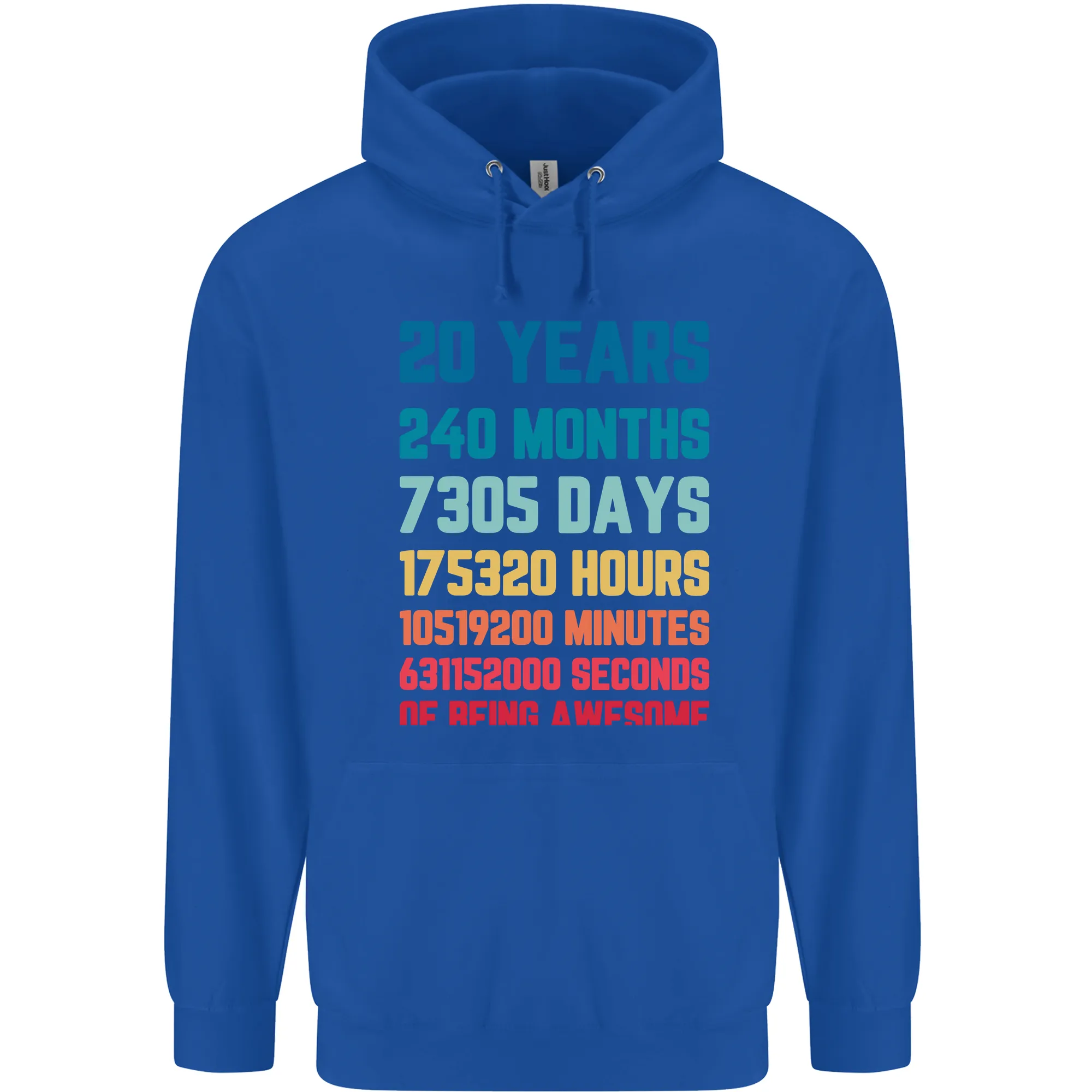 20th Birthday 20 Year Old Mens 80% Cotton Hoodie