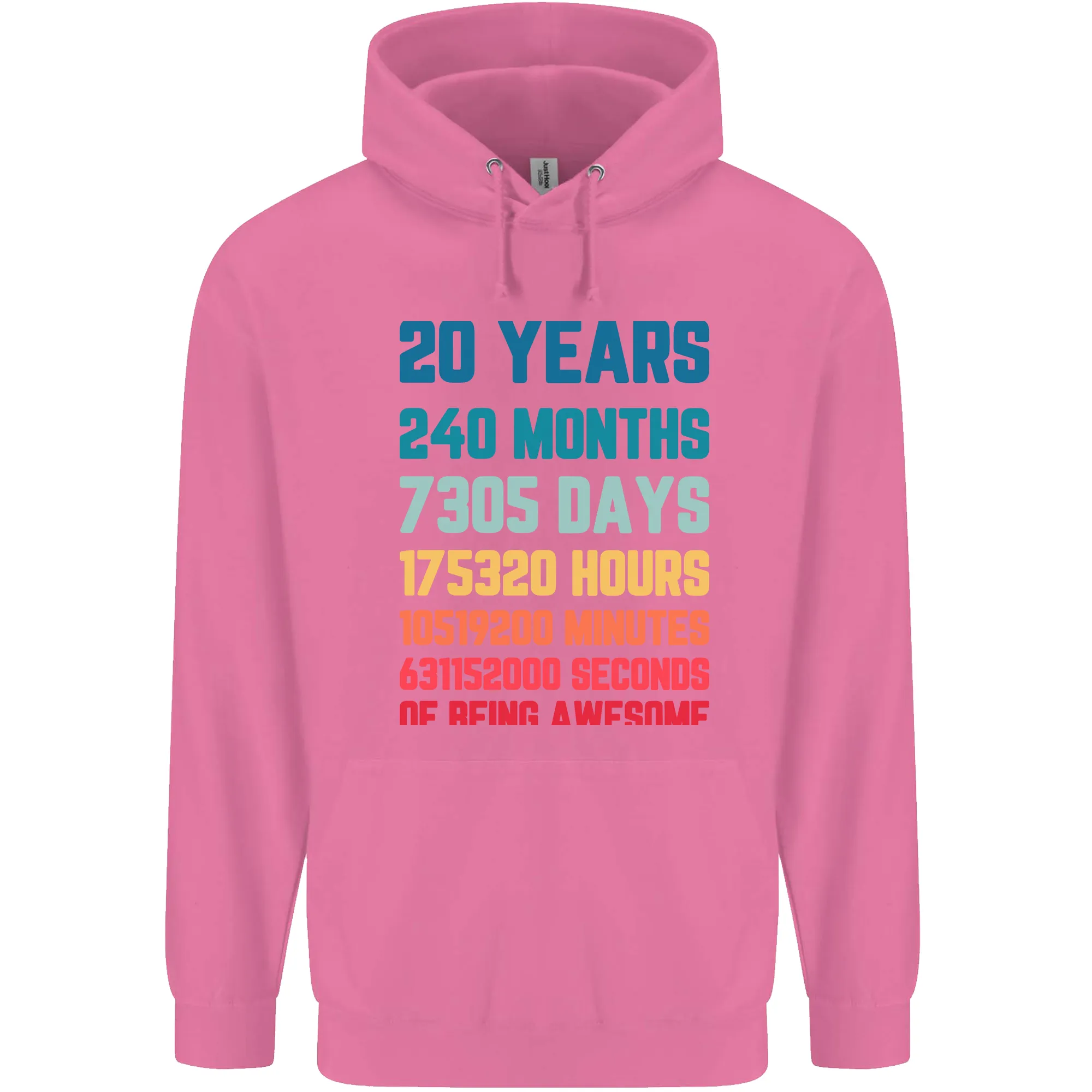 20th Birthday 20 Year Old Mens 80% Cotton Hoodie