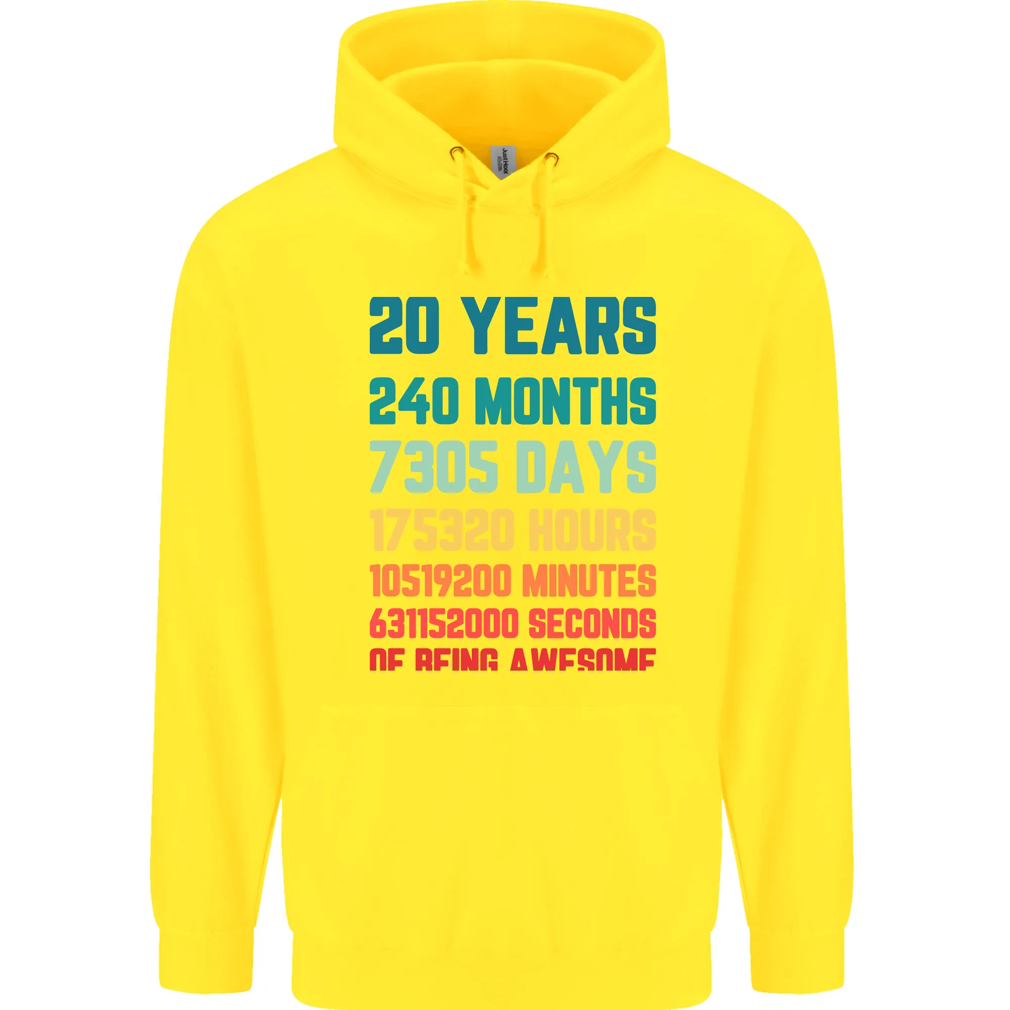 20th Birthday 20 Year Old Mens 80% Cotton Hoodie