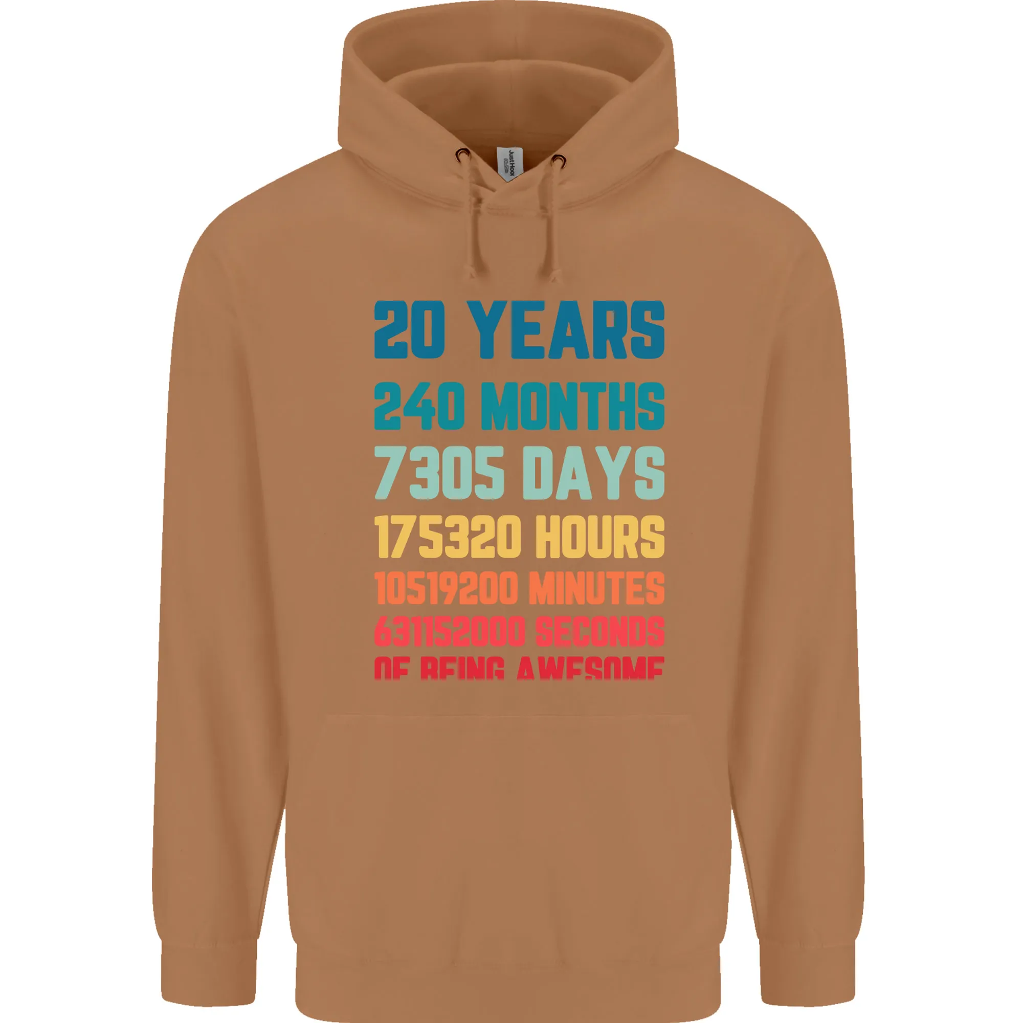 20th Birthday 20 Year Old Mens 80% Cotton Hoodie