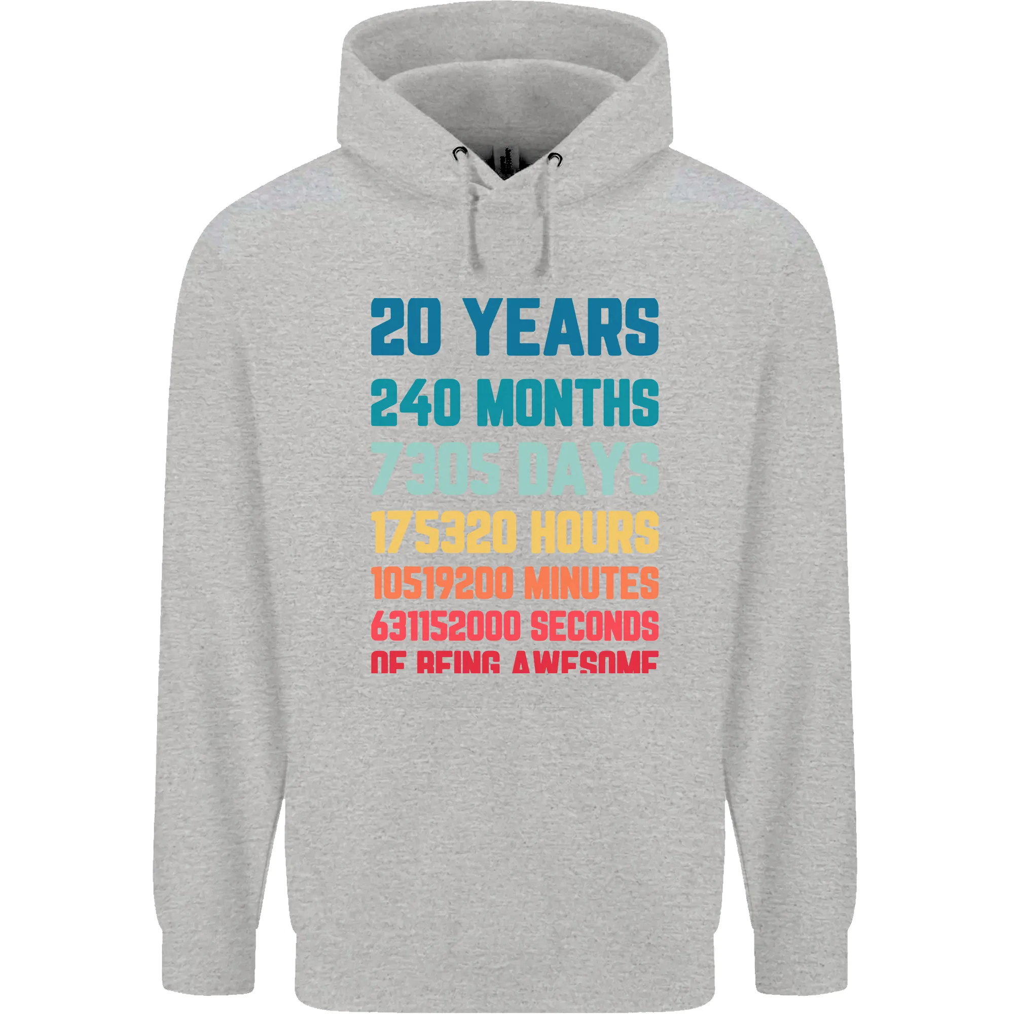 20th Birthday 20 Year Old Mens 80% Cotton Hoodie