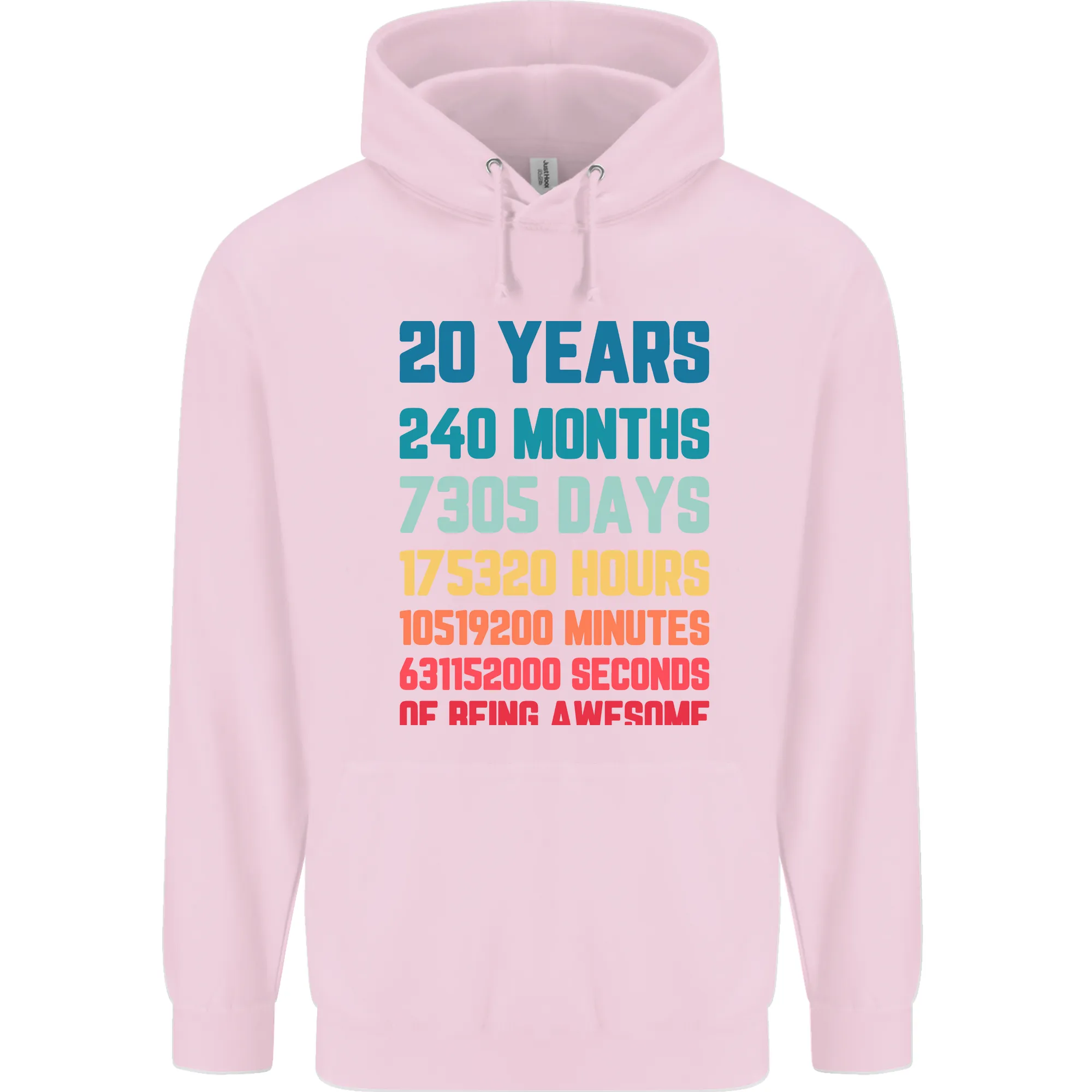 20th Birthday 20 Year Old Mens 80% Cotton Hoodie