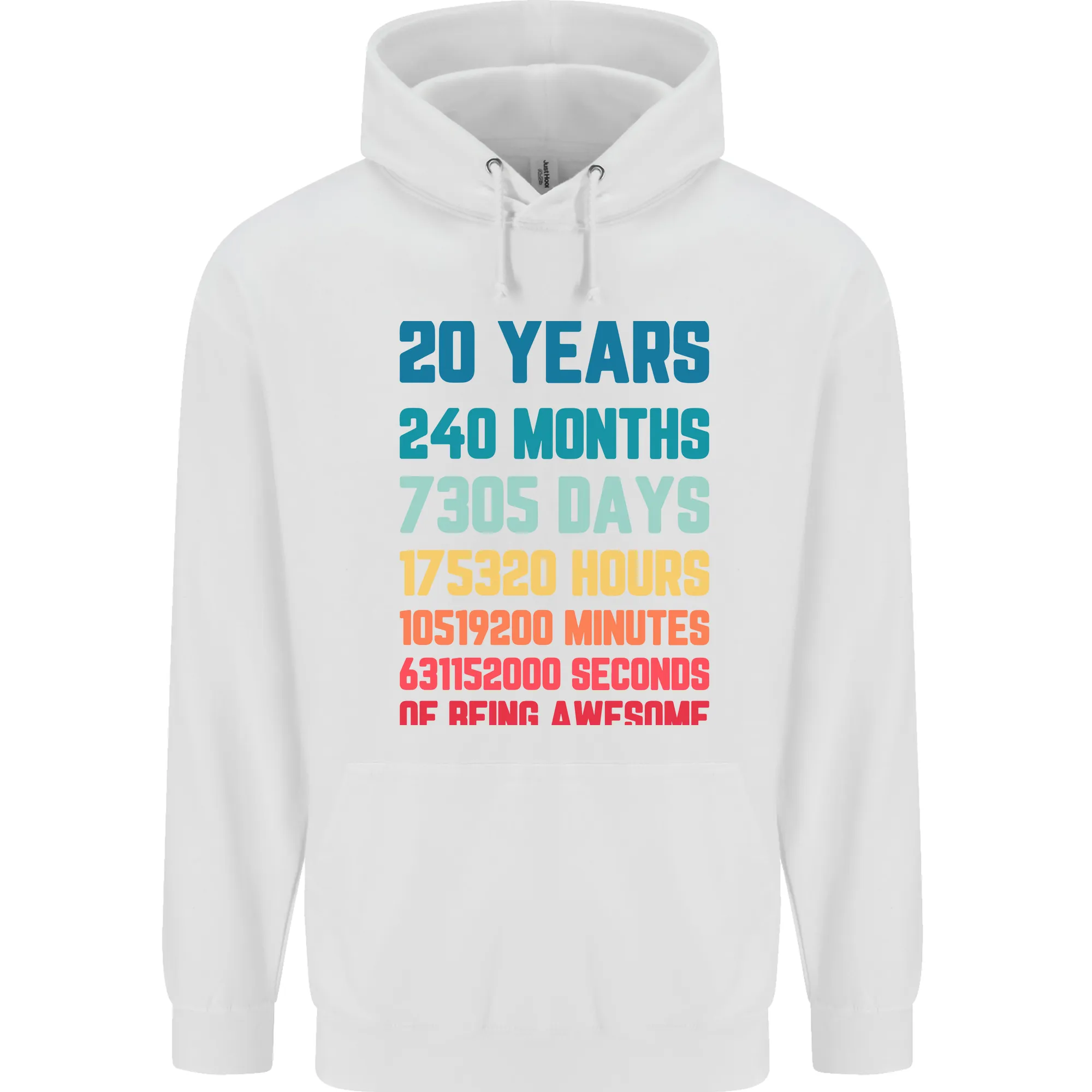 20th Birthday 20 Year Old Mens 80% Cotton Hoodie