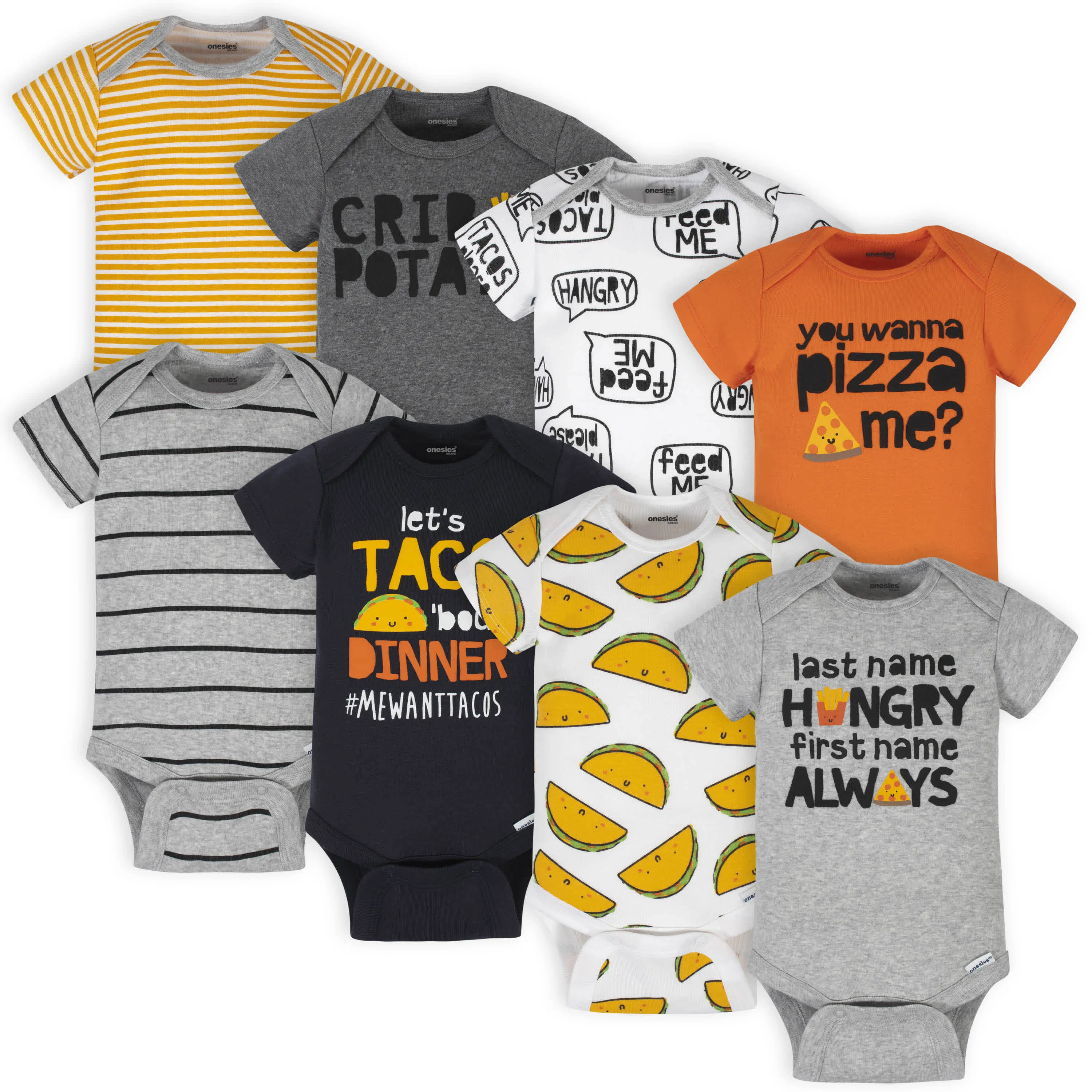 8-Pack Baby Neutral Taco Onesies® Brand Bodysuits