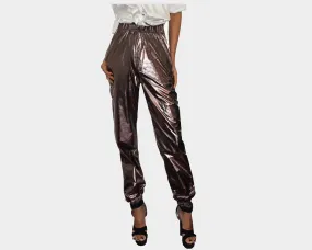 82 Copper Rust Wet look Weekender Pants - The Park Avenue