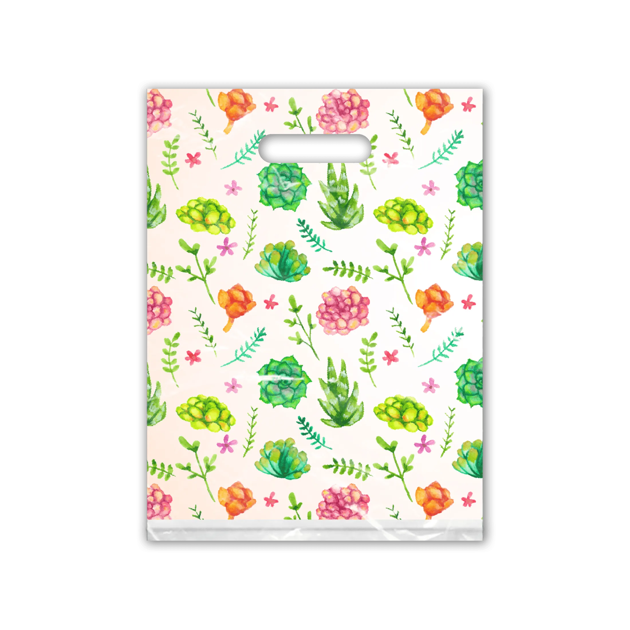 9x12 Succulents Designer Poly Plastic Merchandise Bags Premium Printed Bags