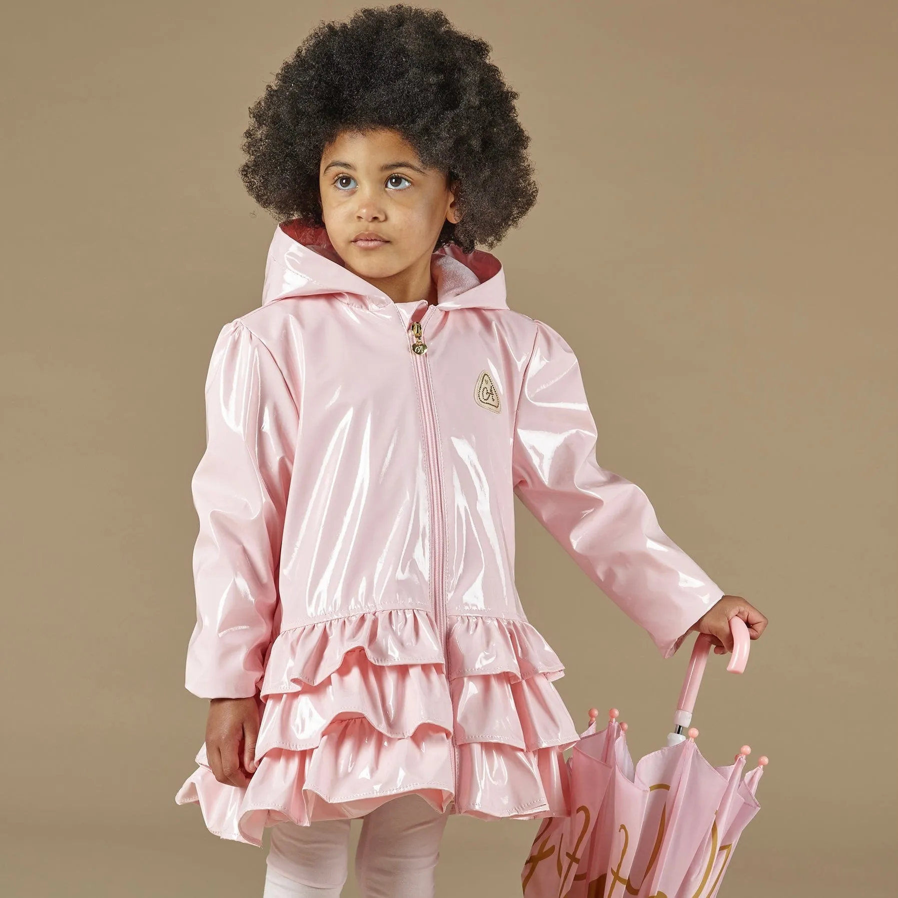 A DEE - Poppy Frill Raincoat - Pale Pink