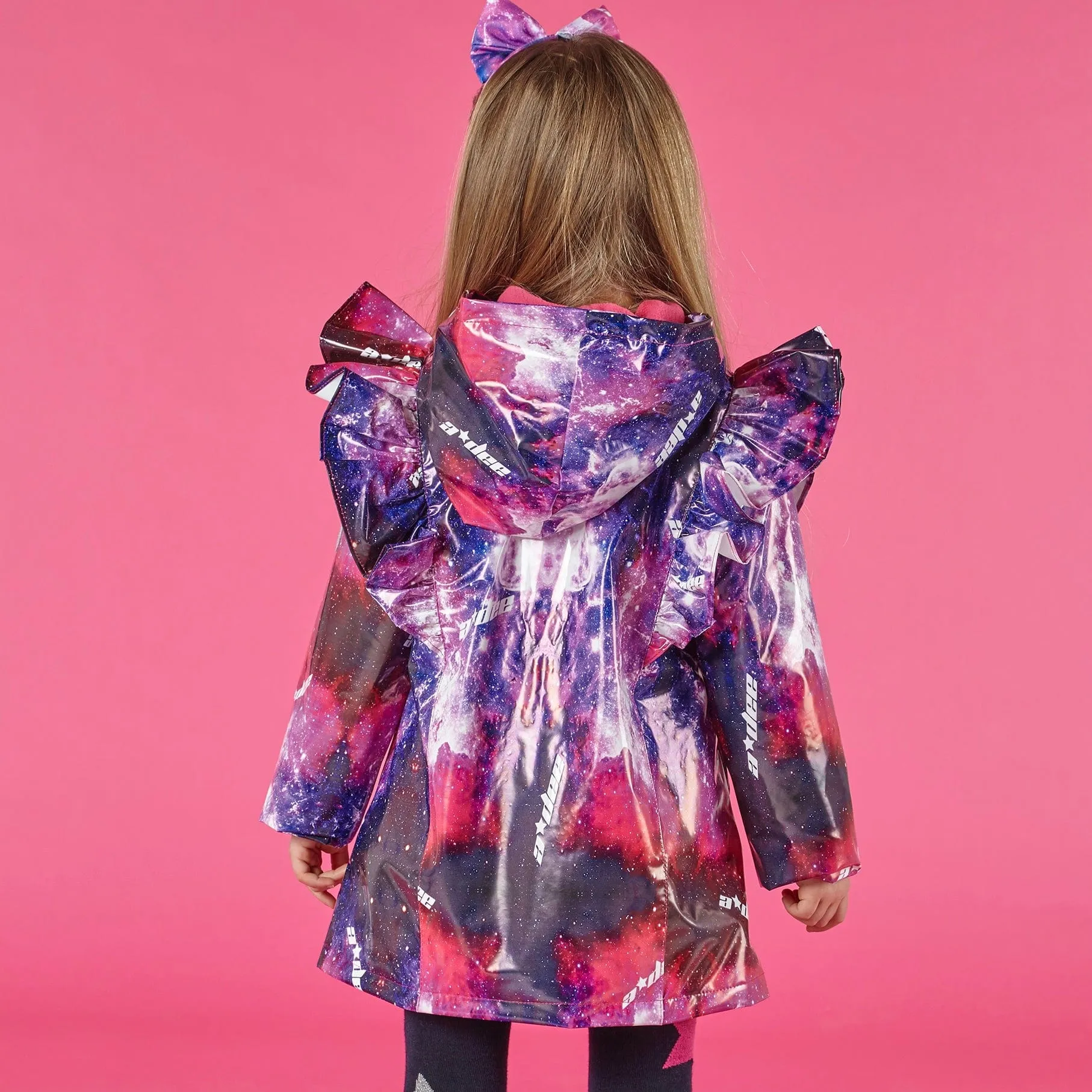 A DEE - Stella Galaxy Frill Raincoat - Pink Glaze