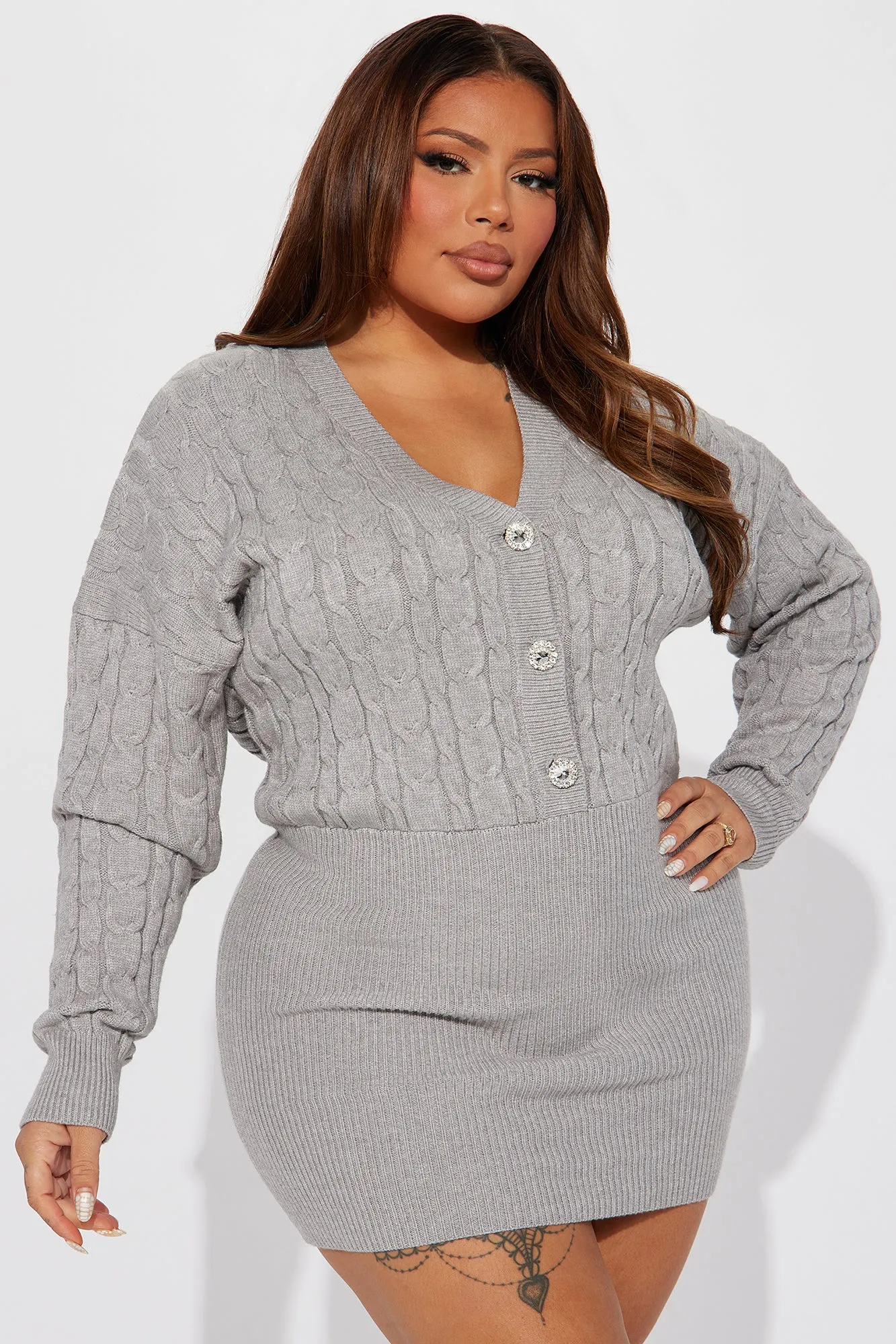 Abbey Sweater Mini Dress - Grey