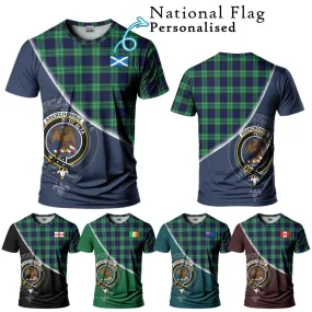 Abercrombie Tartan T-Shirt with Personalised National Flag and Family Crest Half Style