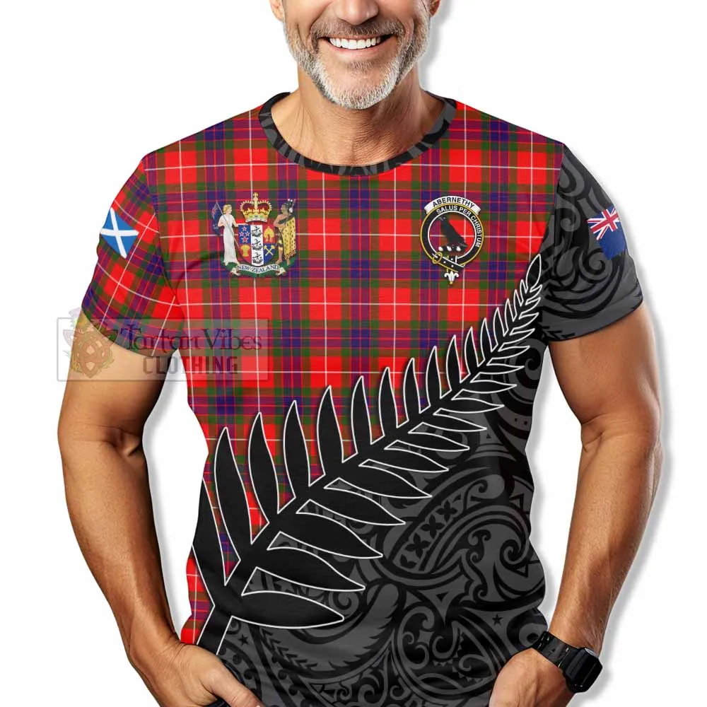 Abernethy Crest Tartan T-Shirt with New Zealand Silver Fern Half Style