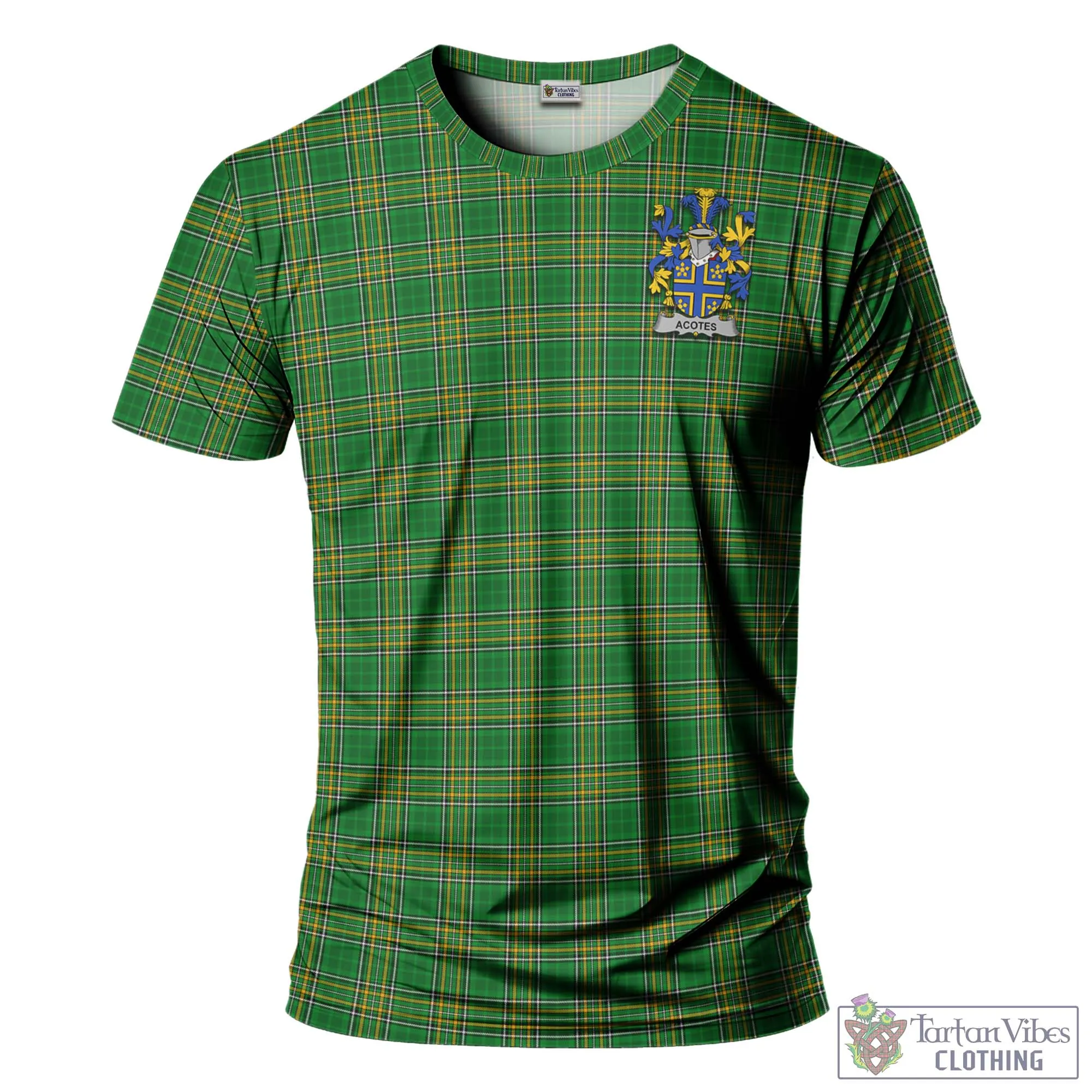 Acotes Irish Clan Tartan T-Shirt with Family Seal