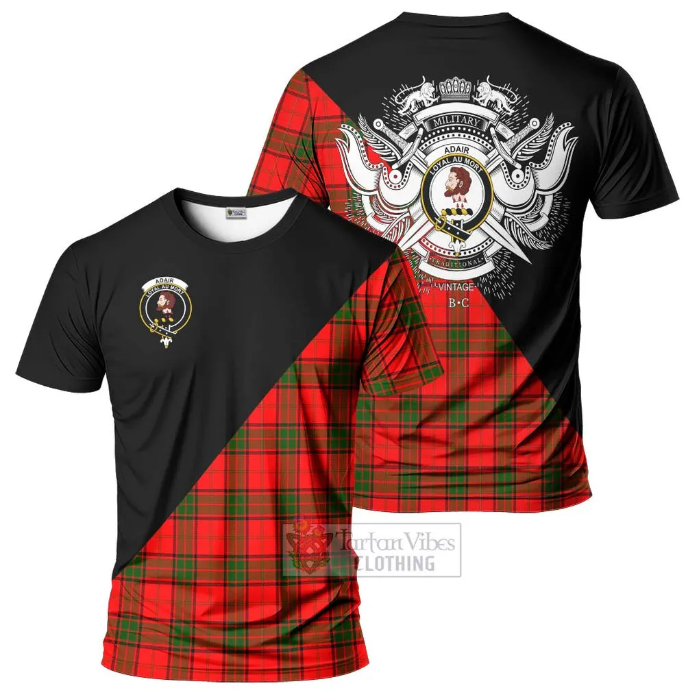 Adair Tartan T-Shirt with Family Crest and Military Logo Style