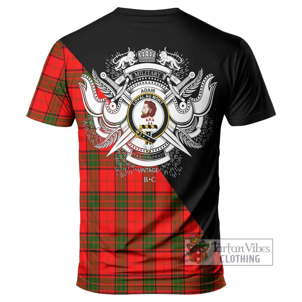 Adair Tartan T-Shirt with Family Crest and Military Logo Style