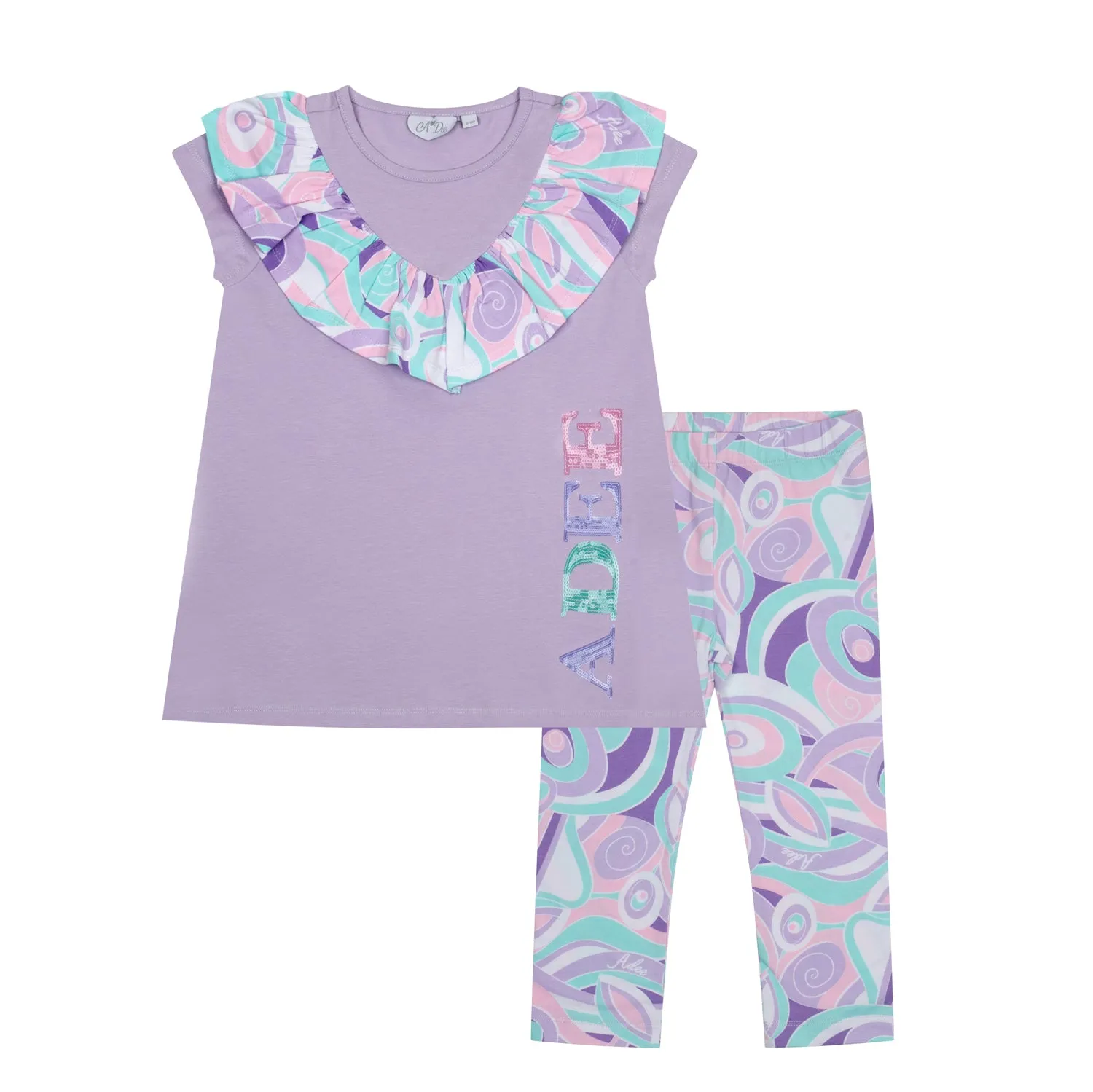 A'Dee - 2 piece legging set, Lilac pastel print, Nadeen