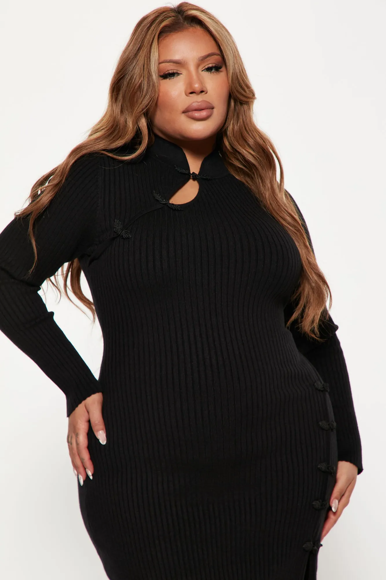 Adina Sweater Midi Dress - Black