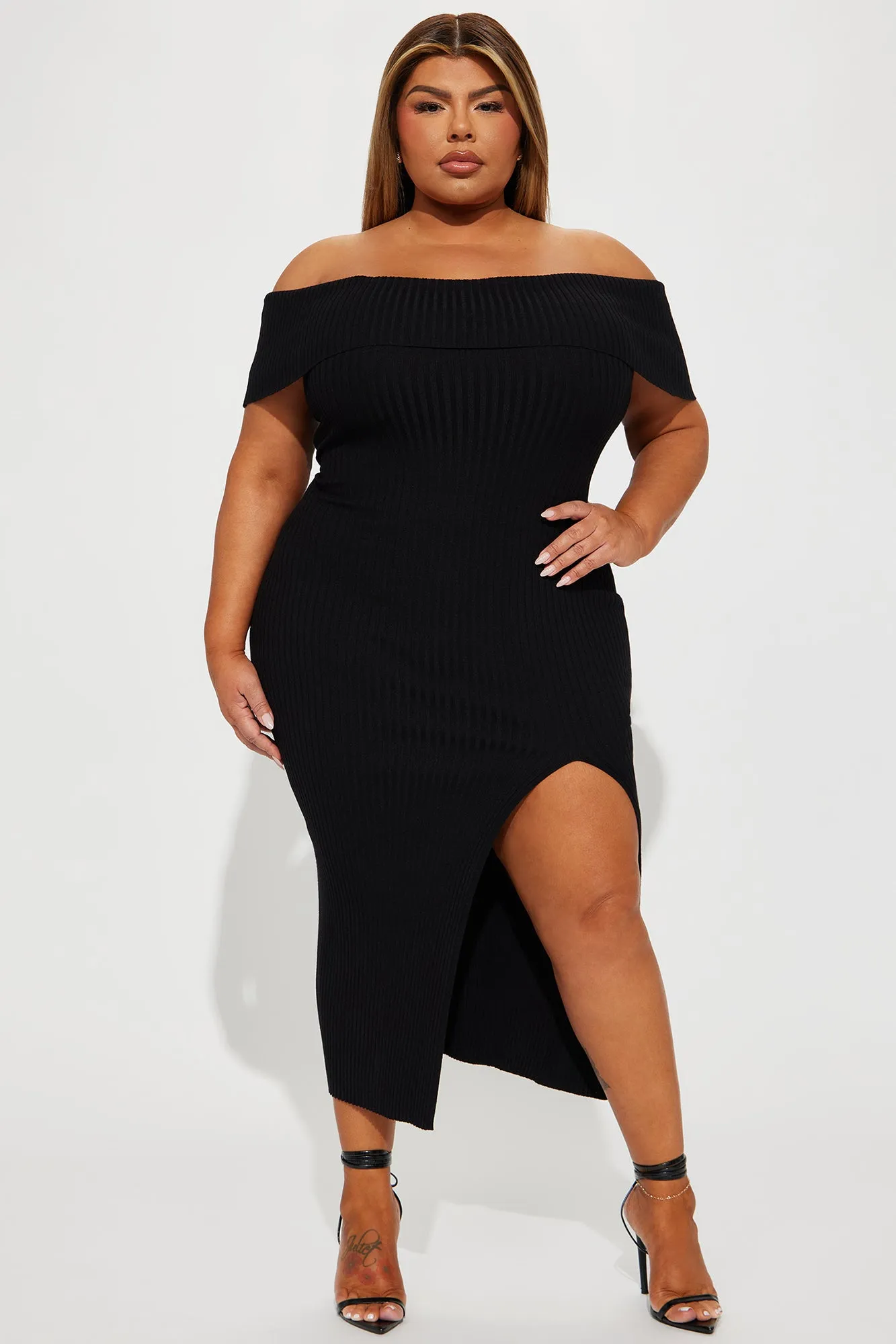 Adrienne Sweater Midi Dress - Black