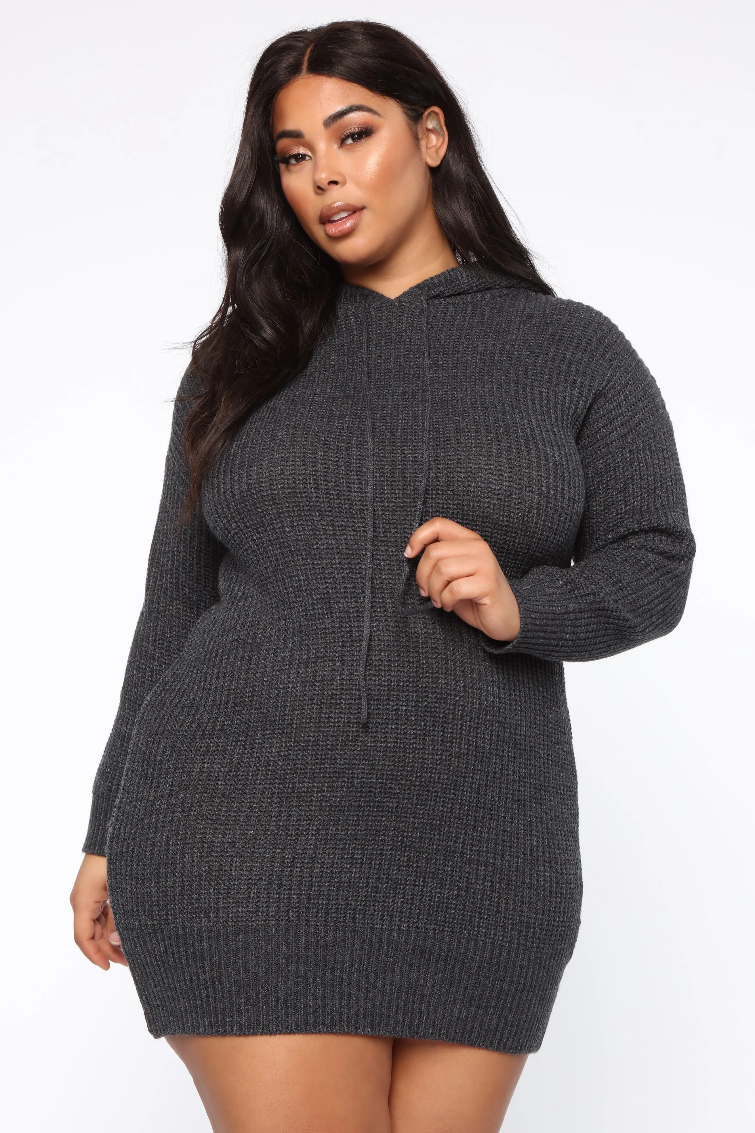 All In Sweater Dress - Charcoal