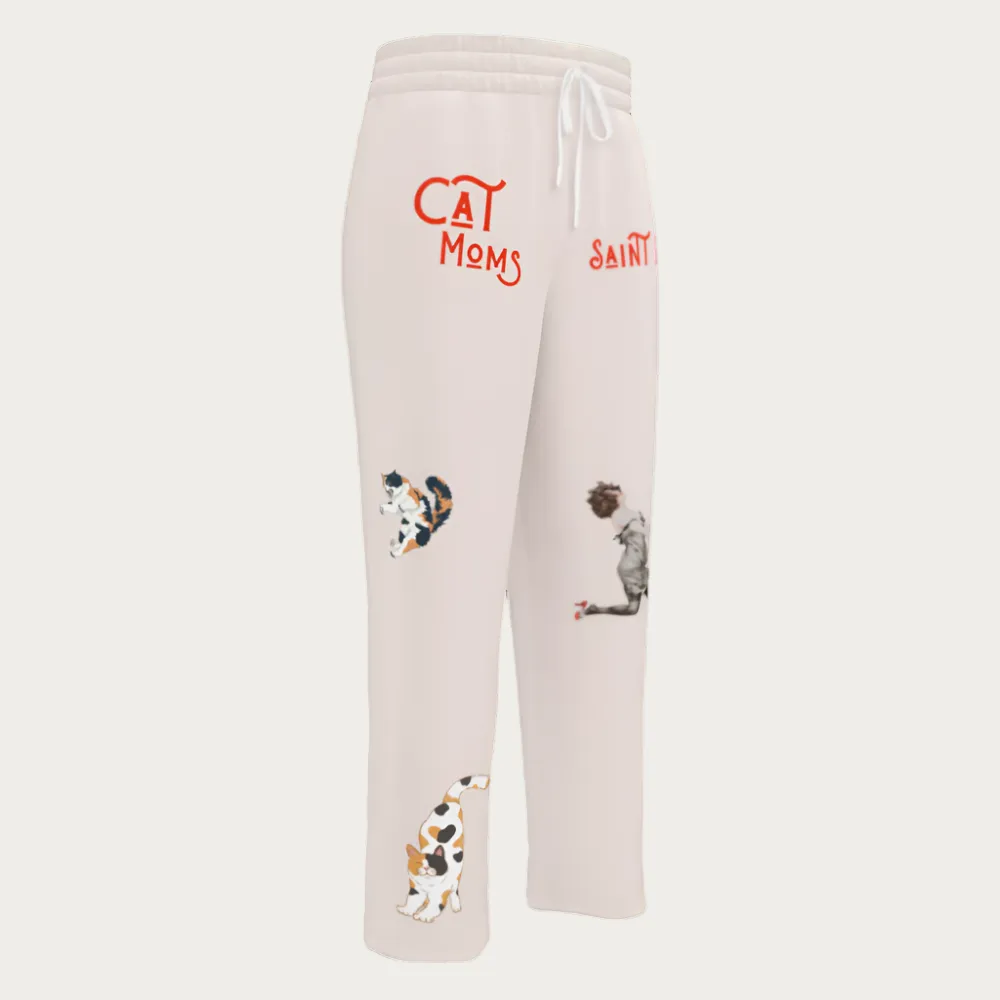 All over Cat Mom Wide-leg Sweatpants