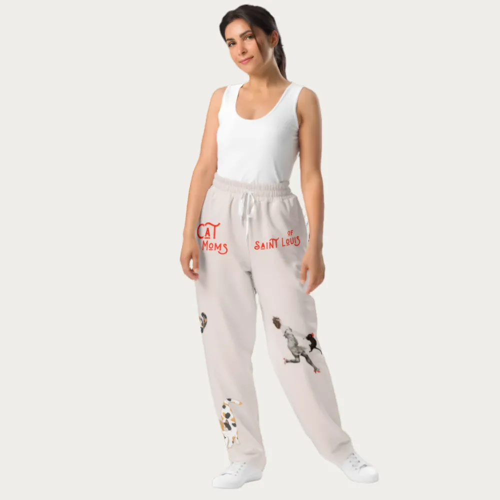 All over Cat Mom Wide-leg Sweatpants