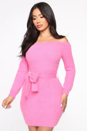 All The Feels Sweater Mini Dress - Pink