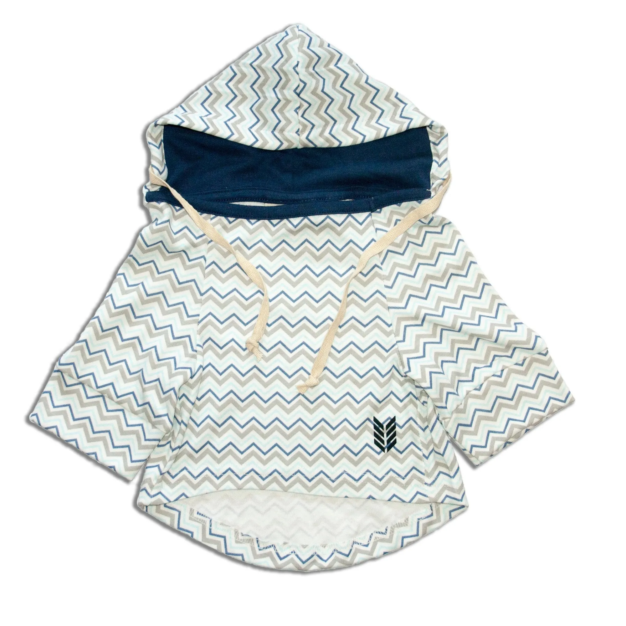 Allover Blue Chevron Print Full Sleeves With Drawstring Dog Jumper Hoodie