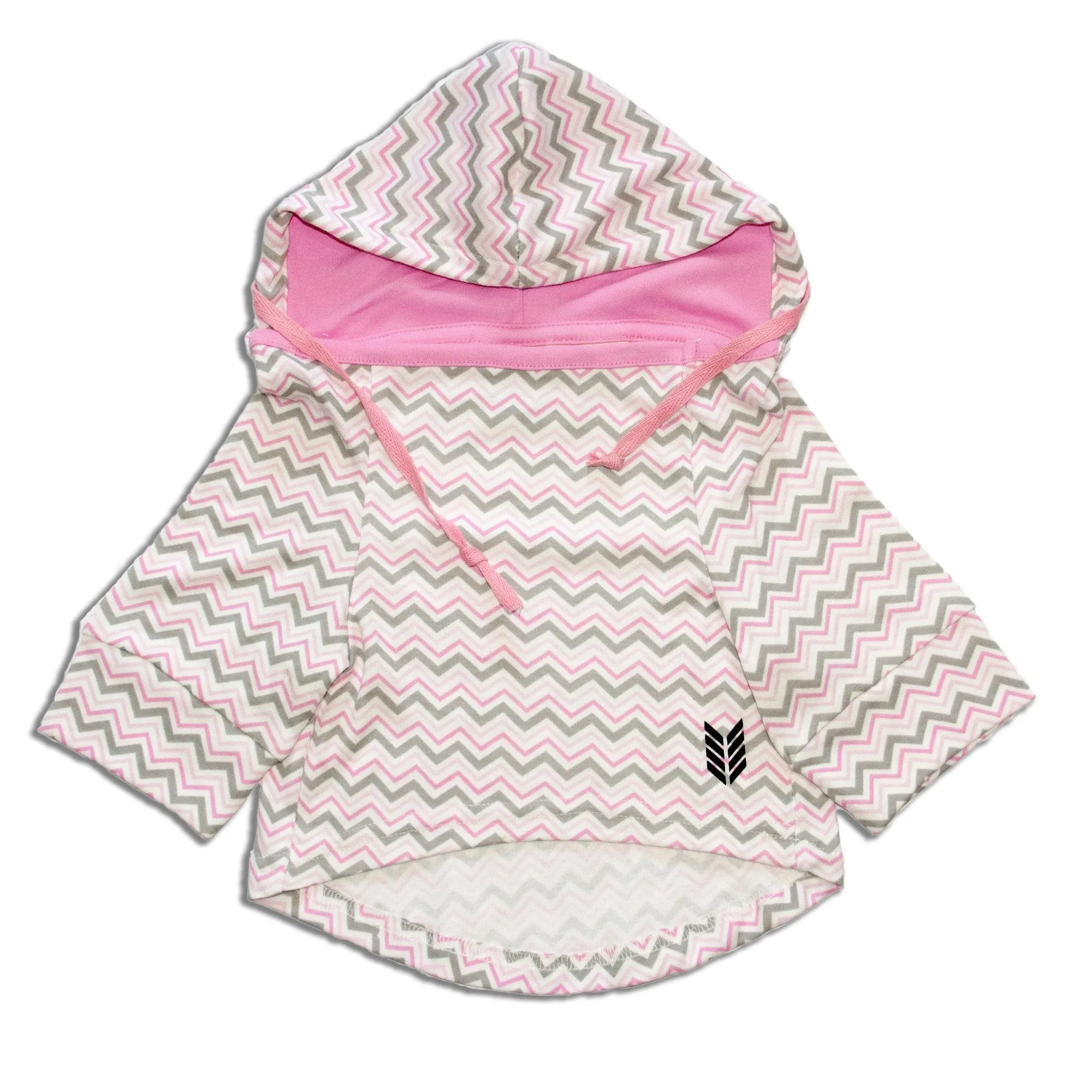 Allover Pink Chevron Print Full Sleeves With Drawstring Dog Jumper Hoodie