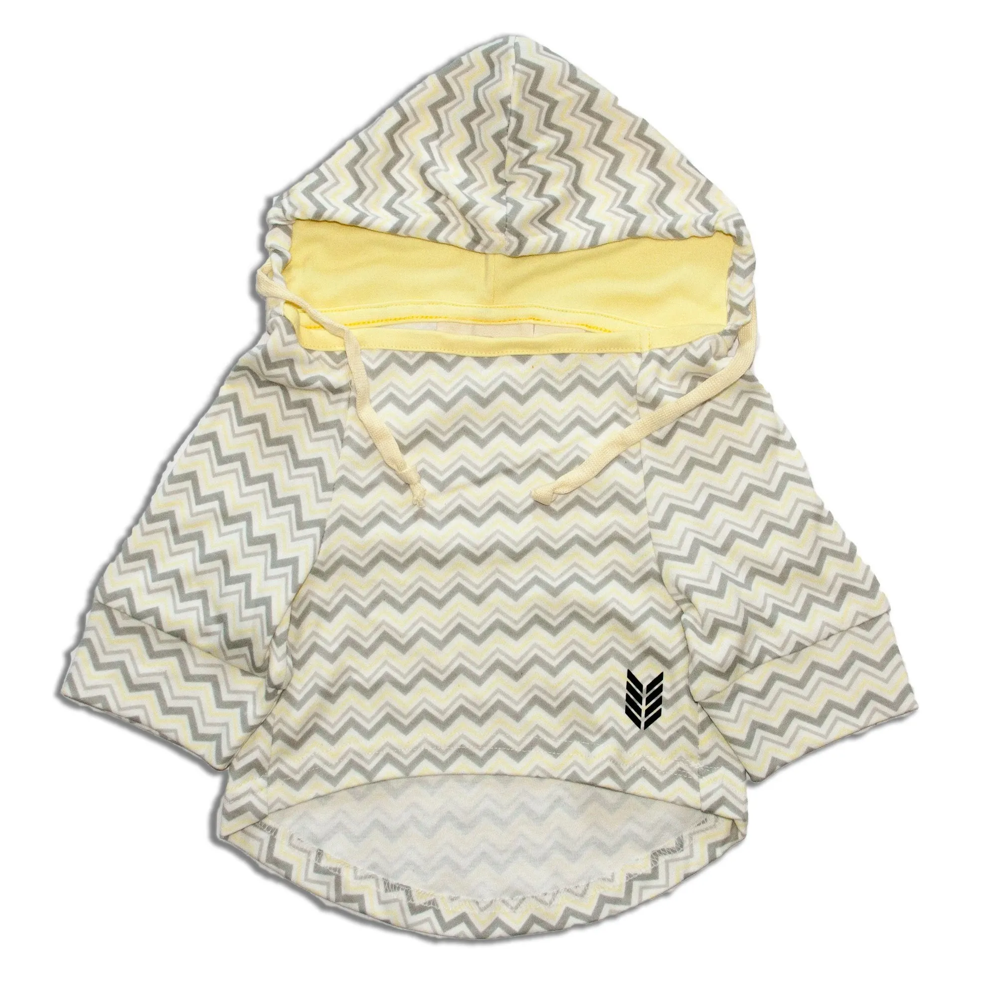 Allover Yellow Chevron Print Full Sleeves With Drawstring Dog Jumper Hoodie