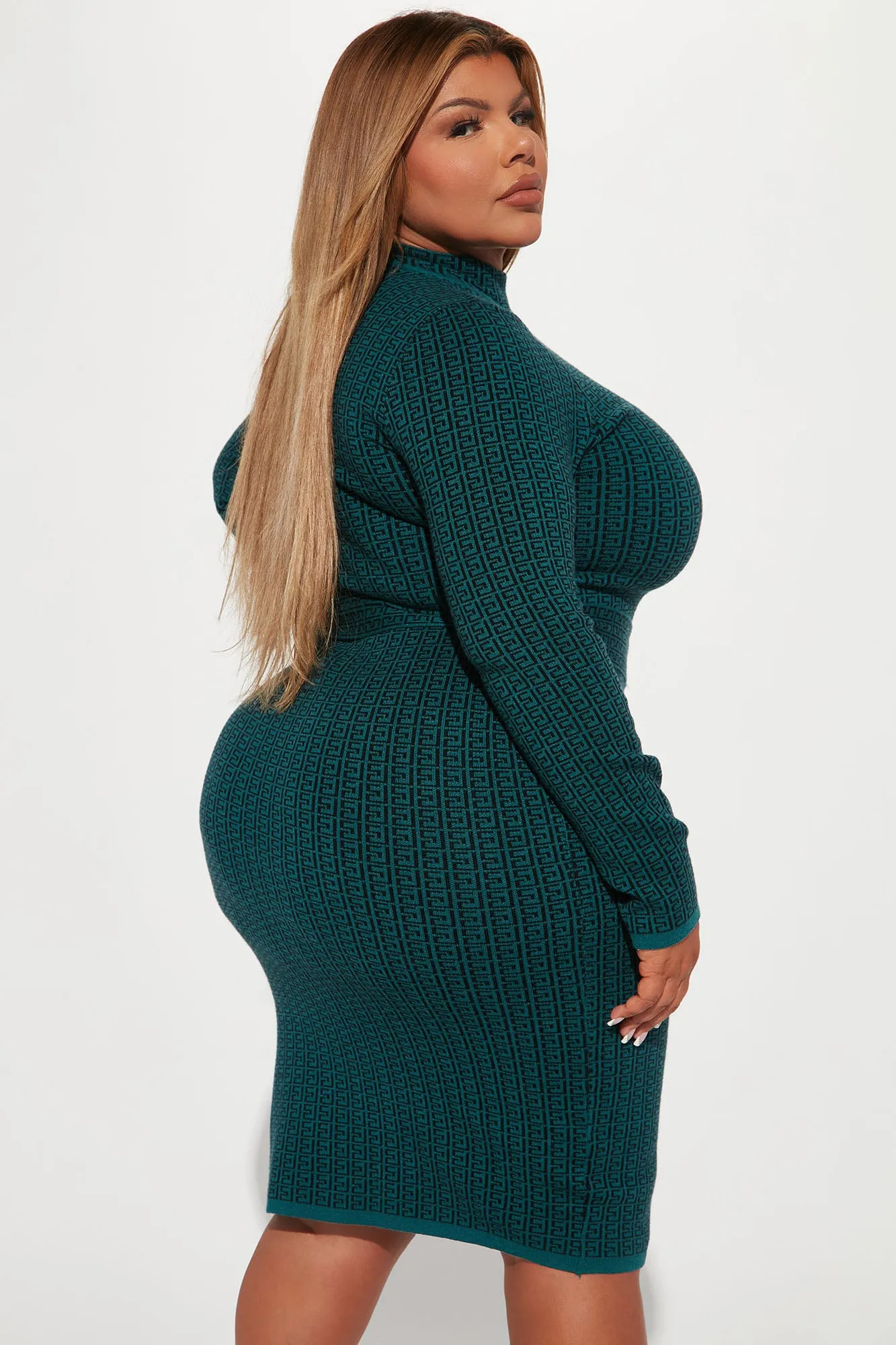 Always Know Sweater Midi Dress - Teal/combo