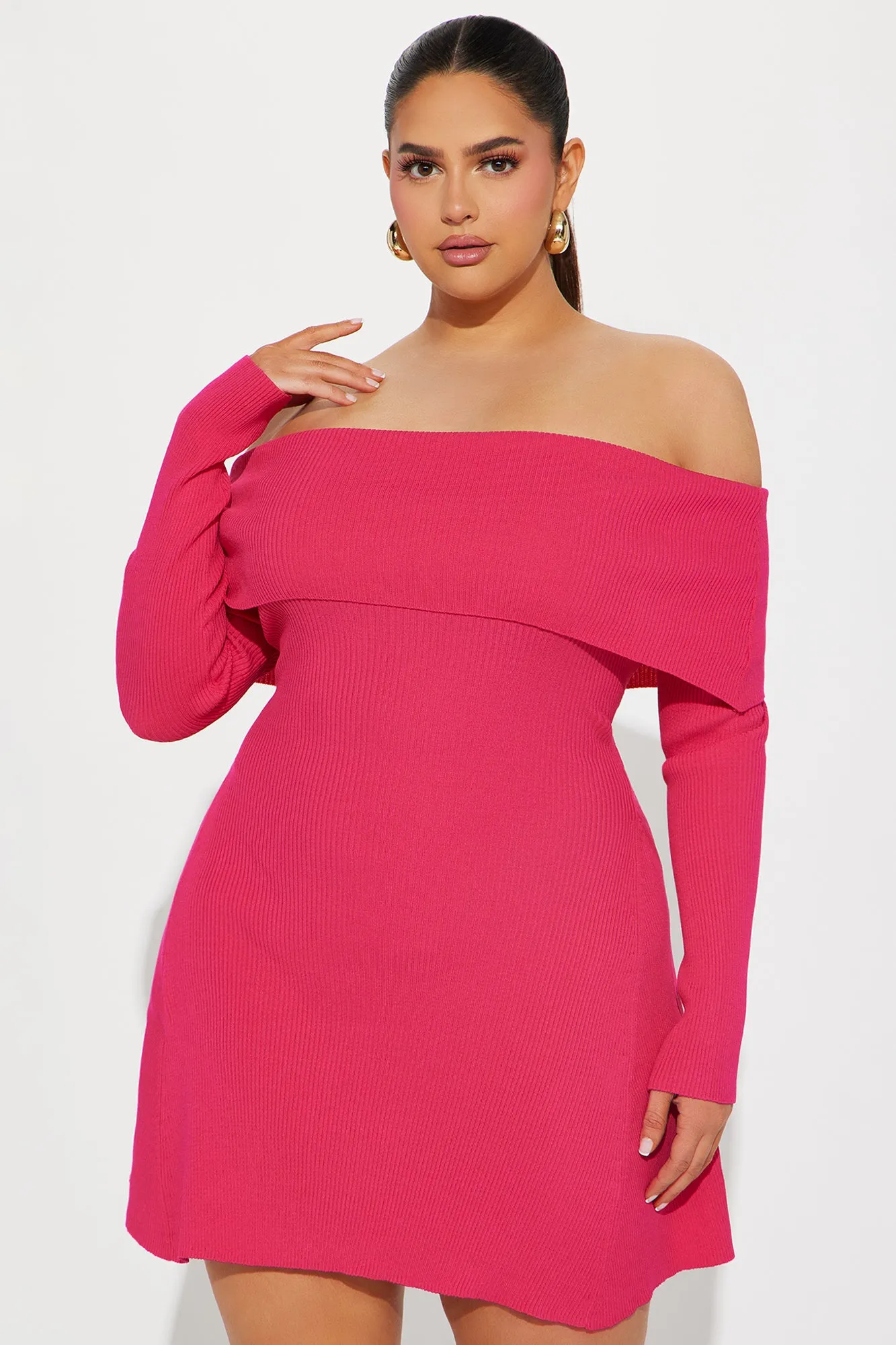 Amara Sweater Mini Dress - Fuchsia