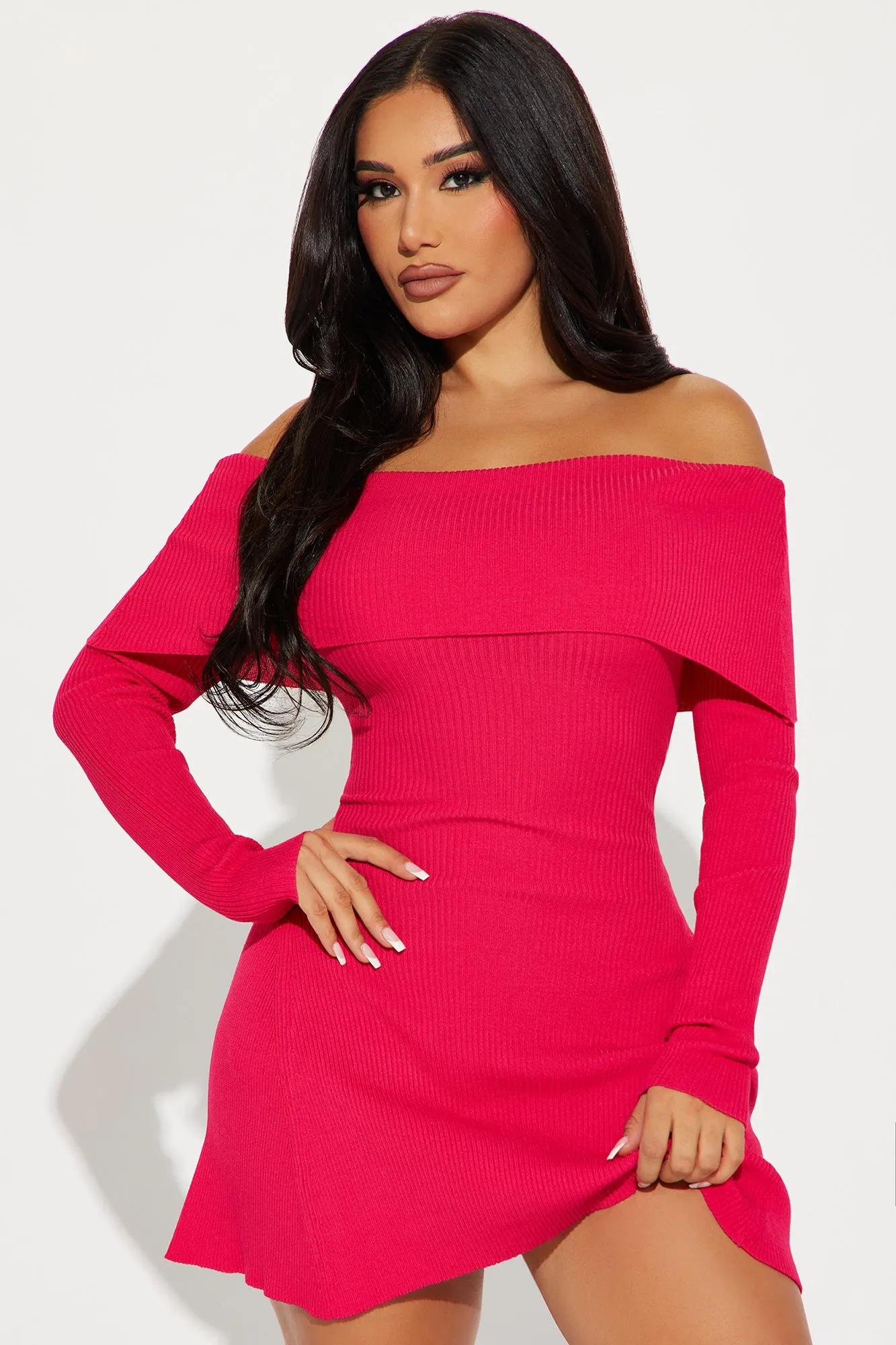 Amara Sweater Mini Dress - Fuchsia