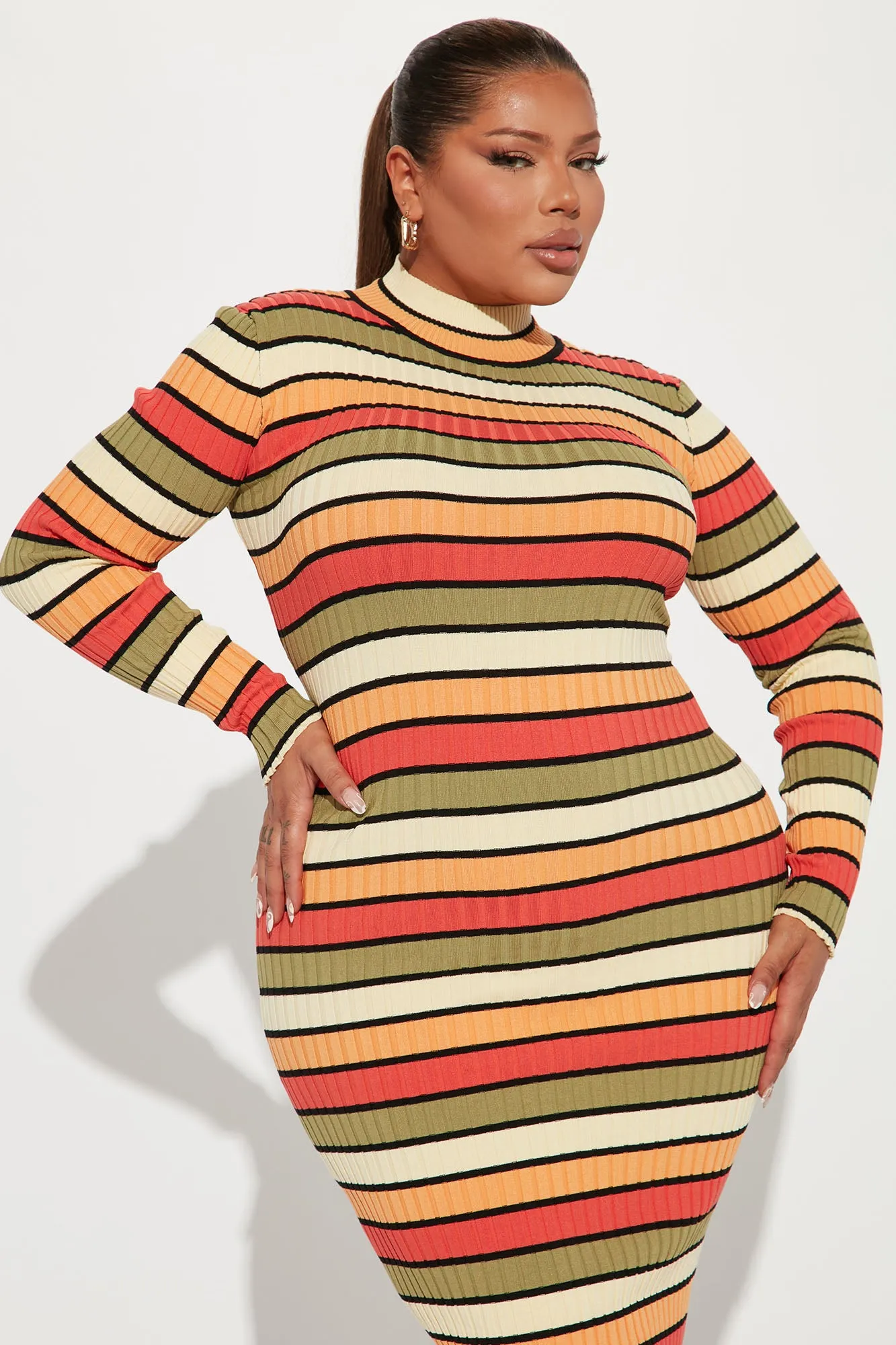 Anaith Sweater Midi Dress - Multi Color