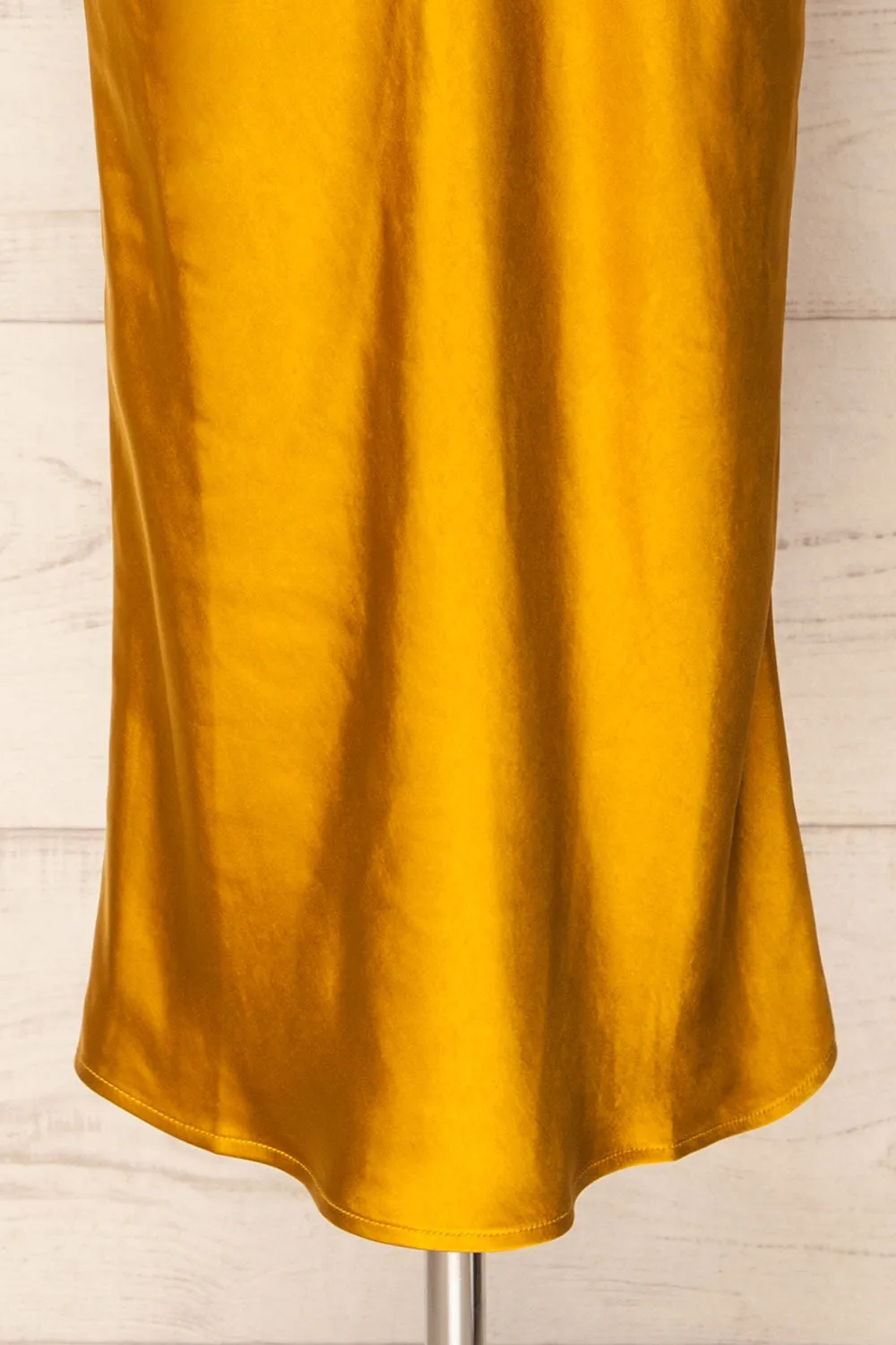 Andora | Gold Satin Midi Dress