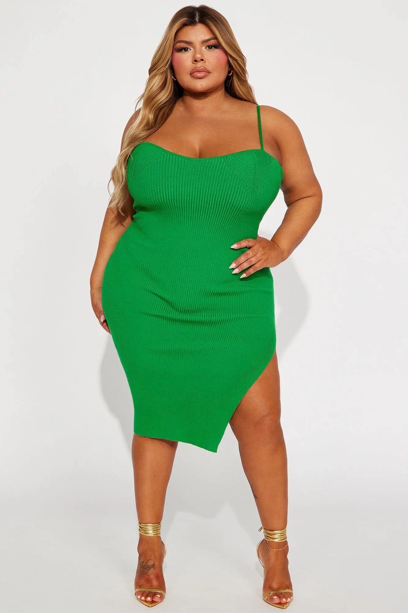 Andrea Sweater Midi Dress - Kelly Green