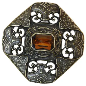 Antique Bronze Octagon Shape Topaz Women’s Belt Buckle Limited Edition