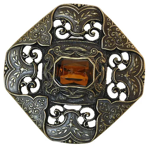 Antique Bronze Octagon Shape Topaz Women’s Belt Buckle Limited Edition