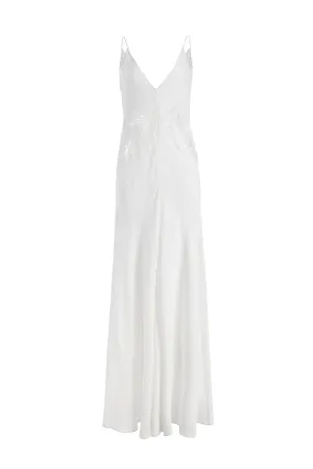 Apuleius Lace Slip Maxi Dress in Ivory Silk Crepe