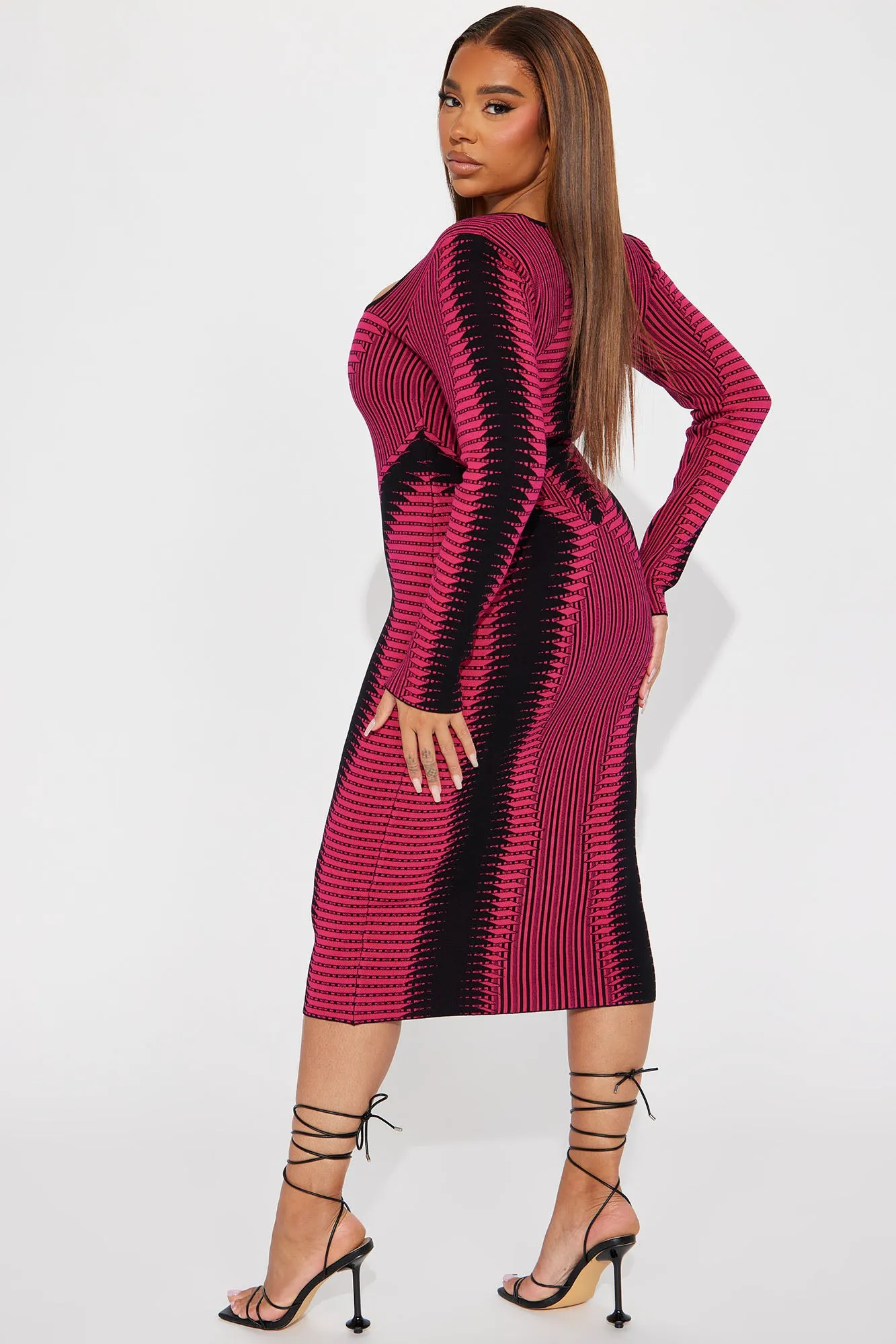 Arianna Sweater Midi Dress - Fuchsia